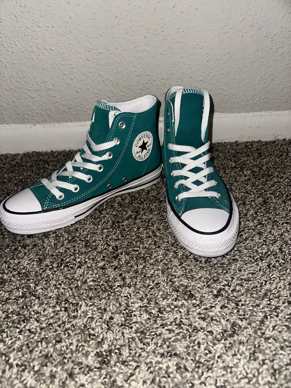 Teal Suede Converse Chuck Taylor All Star High-Top Sneakers Size Men 5/Women 7