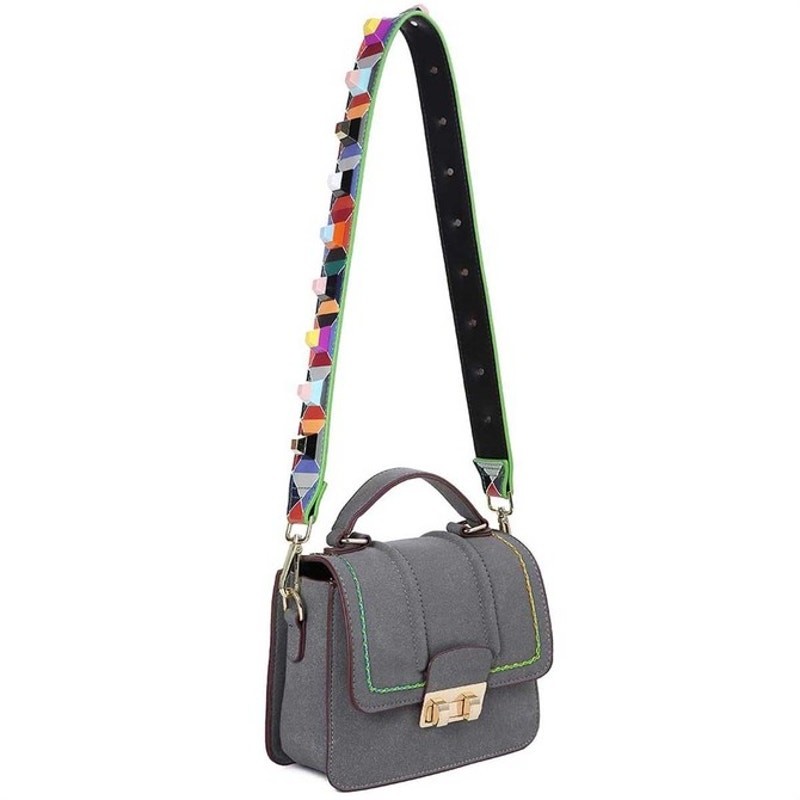 Multicolored Colorful Square Fun Colored Accent Handbag Crossbody Purse Strap