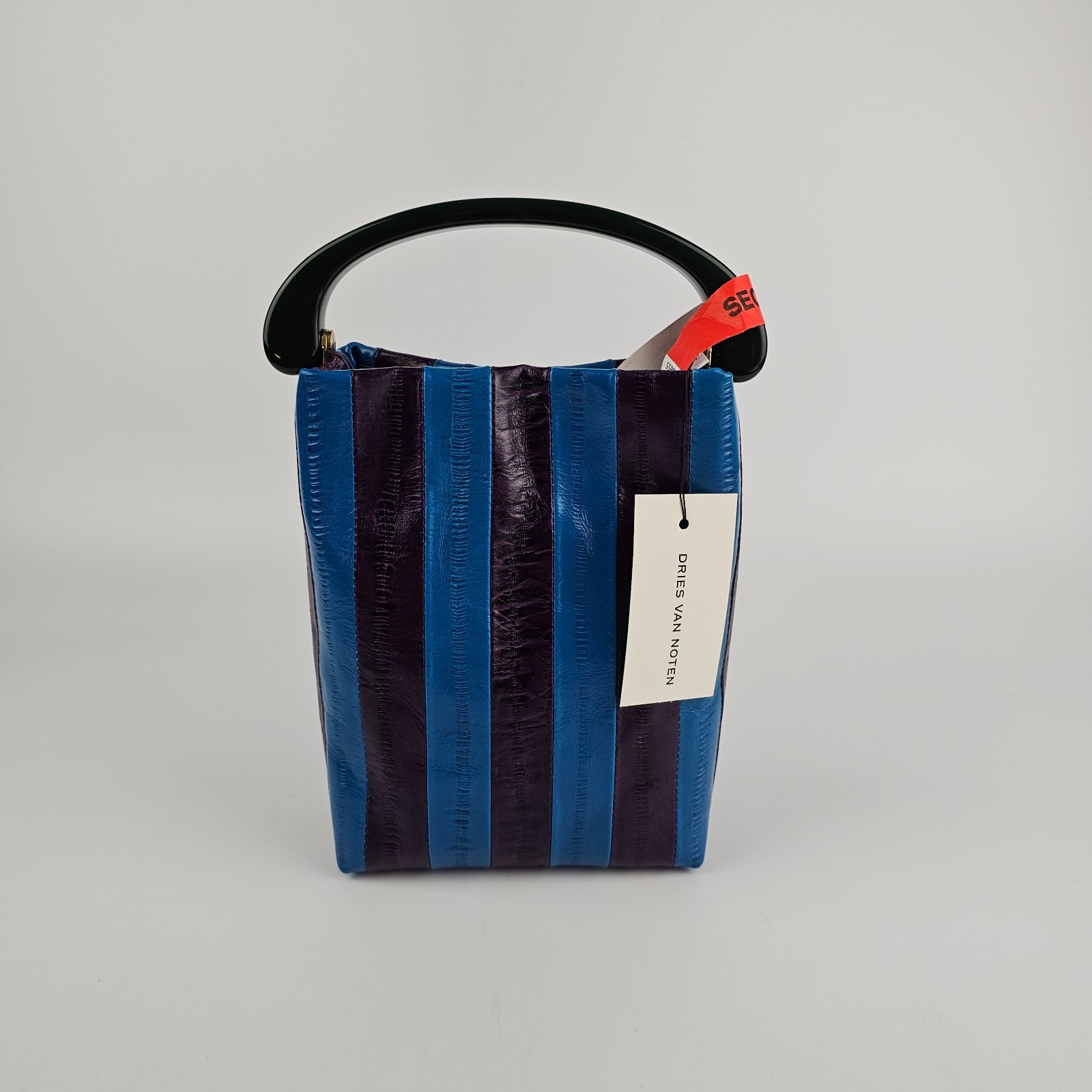 DRIES VAN NOTEN Striped Blue Top Handle Bag New & Authentic