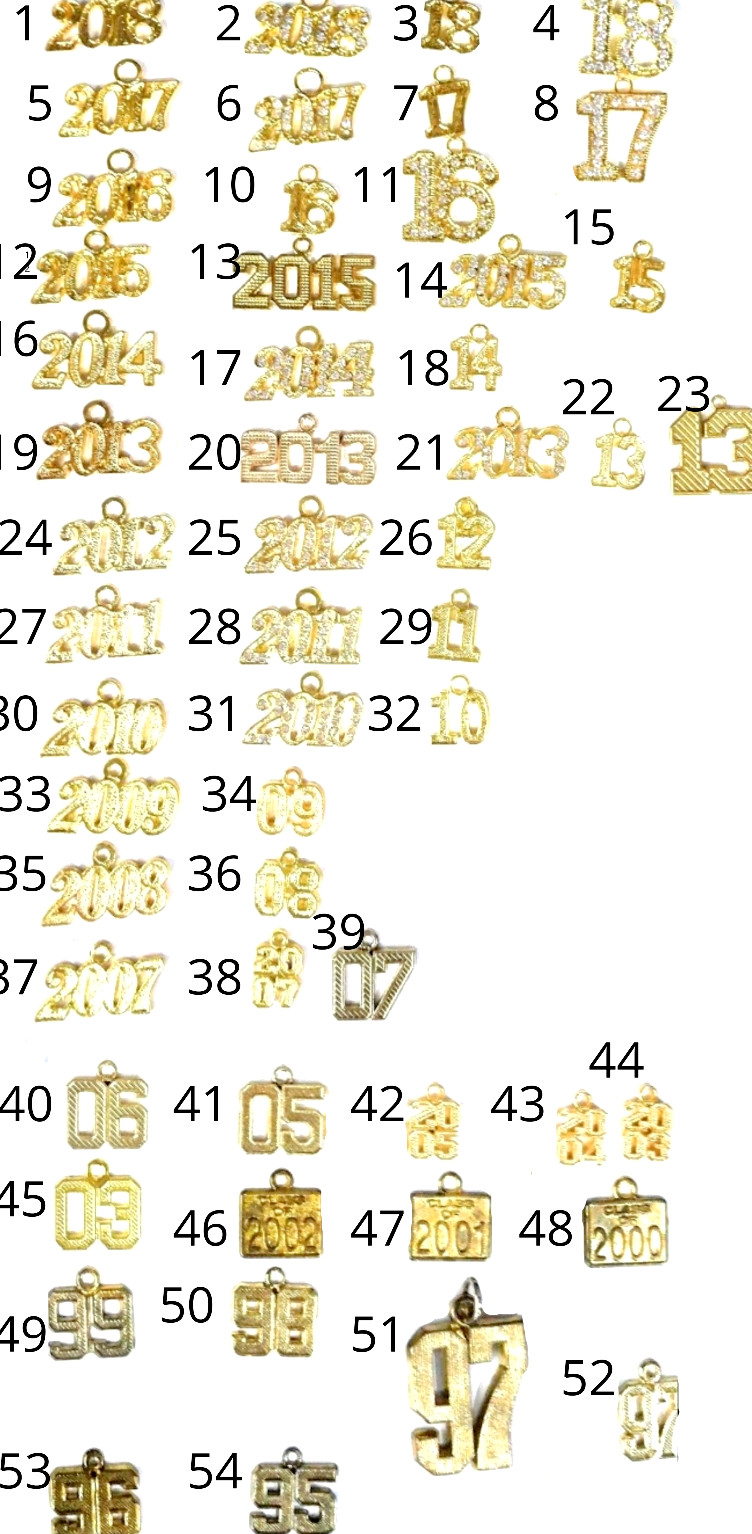 2002 2001 2000 1999 1998 1997 1996 1995 Graduation Tassel Drop Date Year Charm