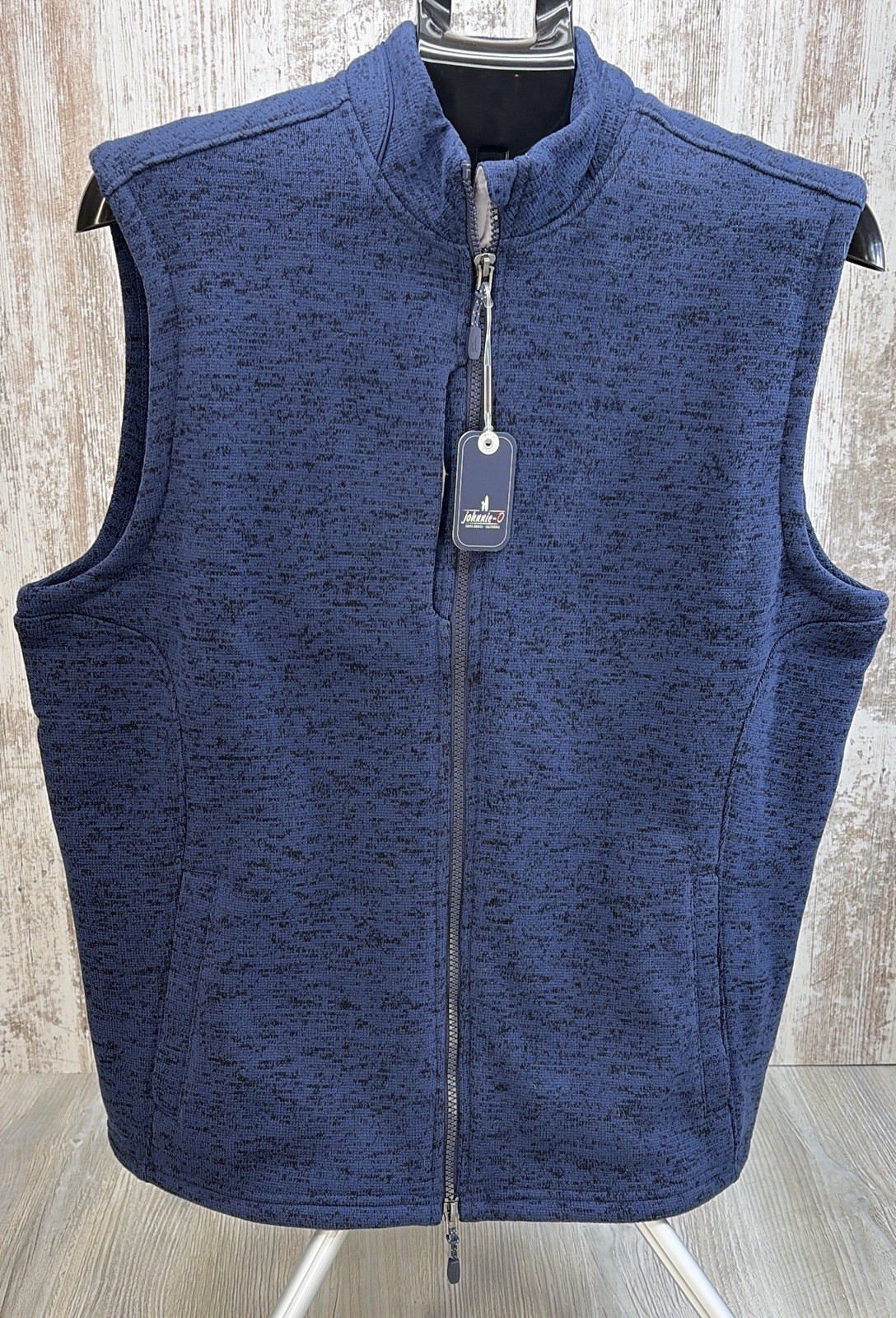 Johnnie O Denali Vest Mens Medium Performance Full Zip Navy Blue Fleece Sweater￼