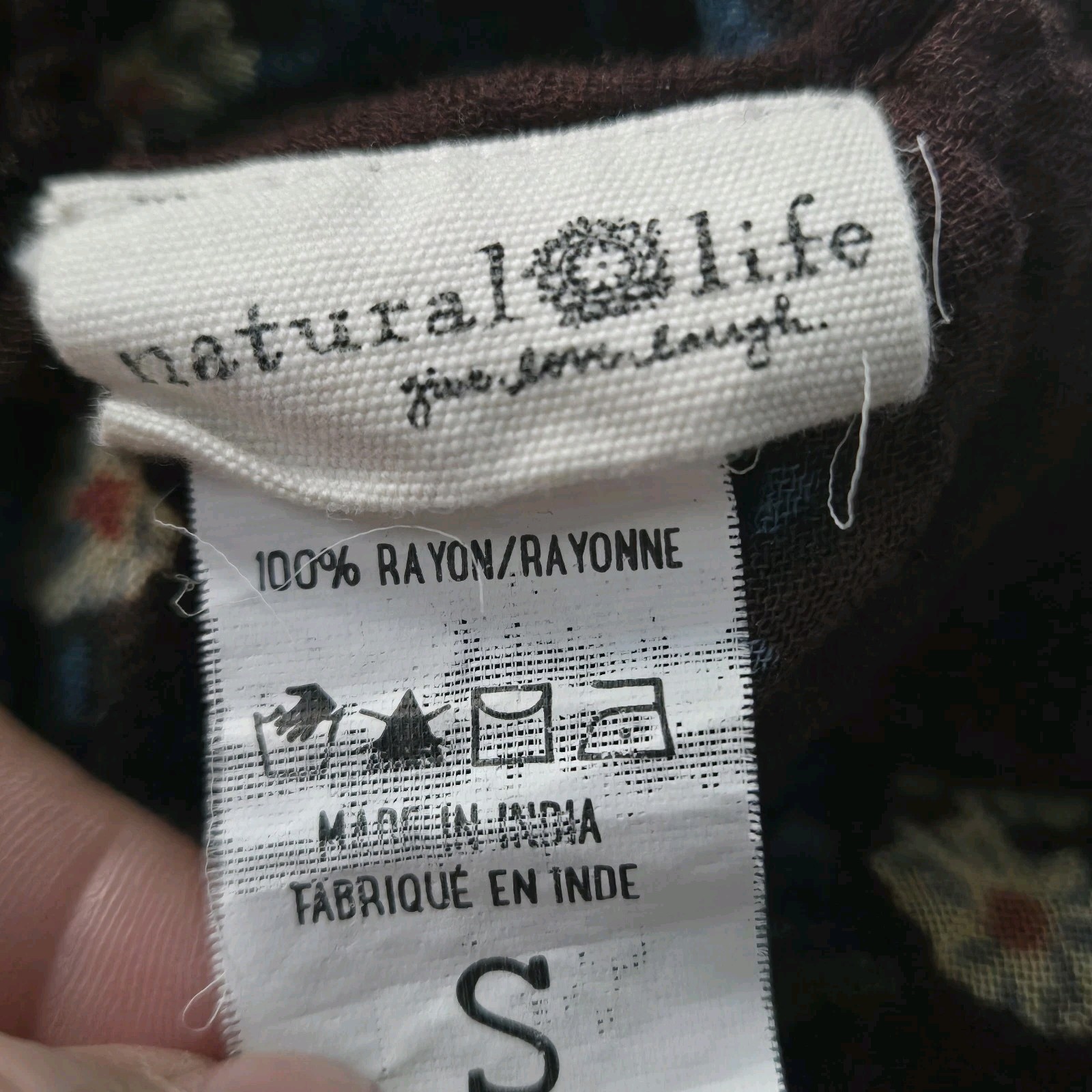 Natural Life Floral Boho Babydoll Top Size S Brown Peasant Puff Sleeve Cottage