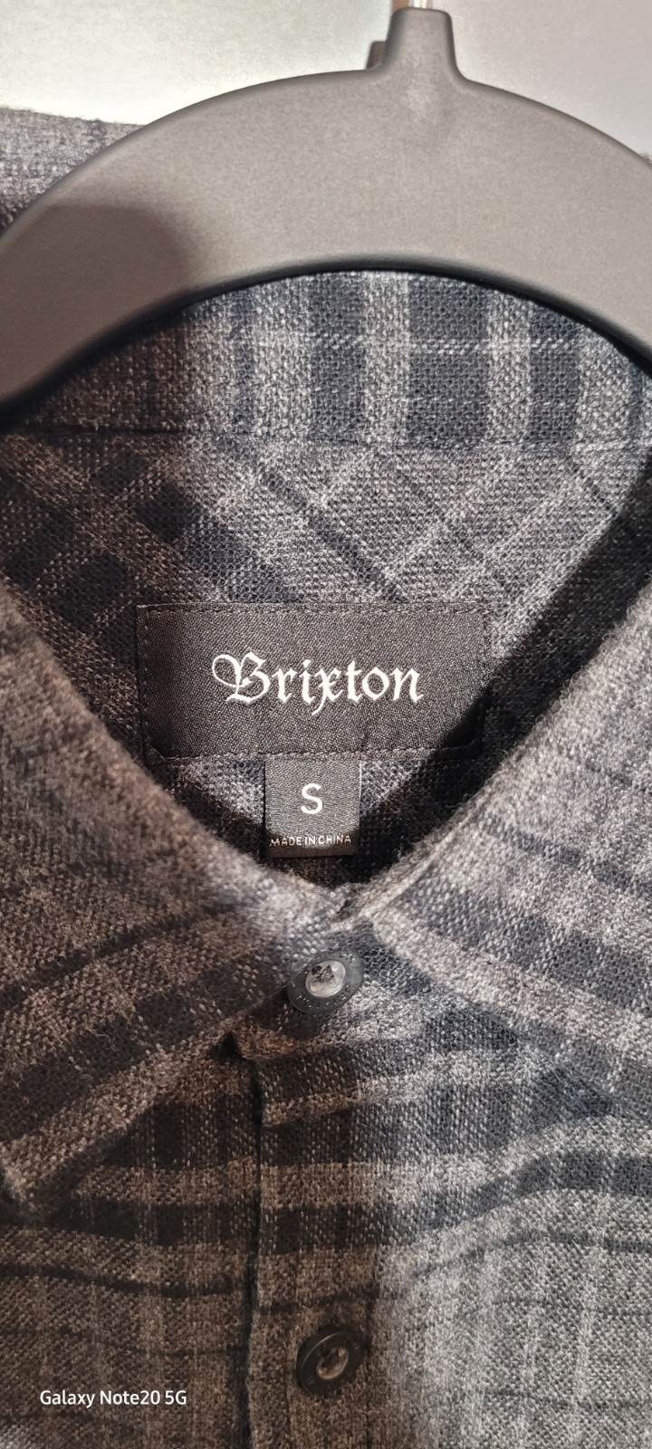 Brixton Men’s Gray Black Plaid Long Sleeve Button-Up Shirt Pockets Size S