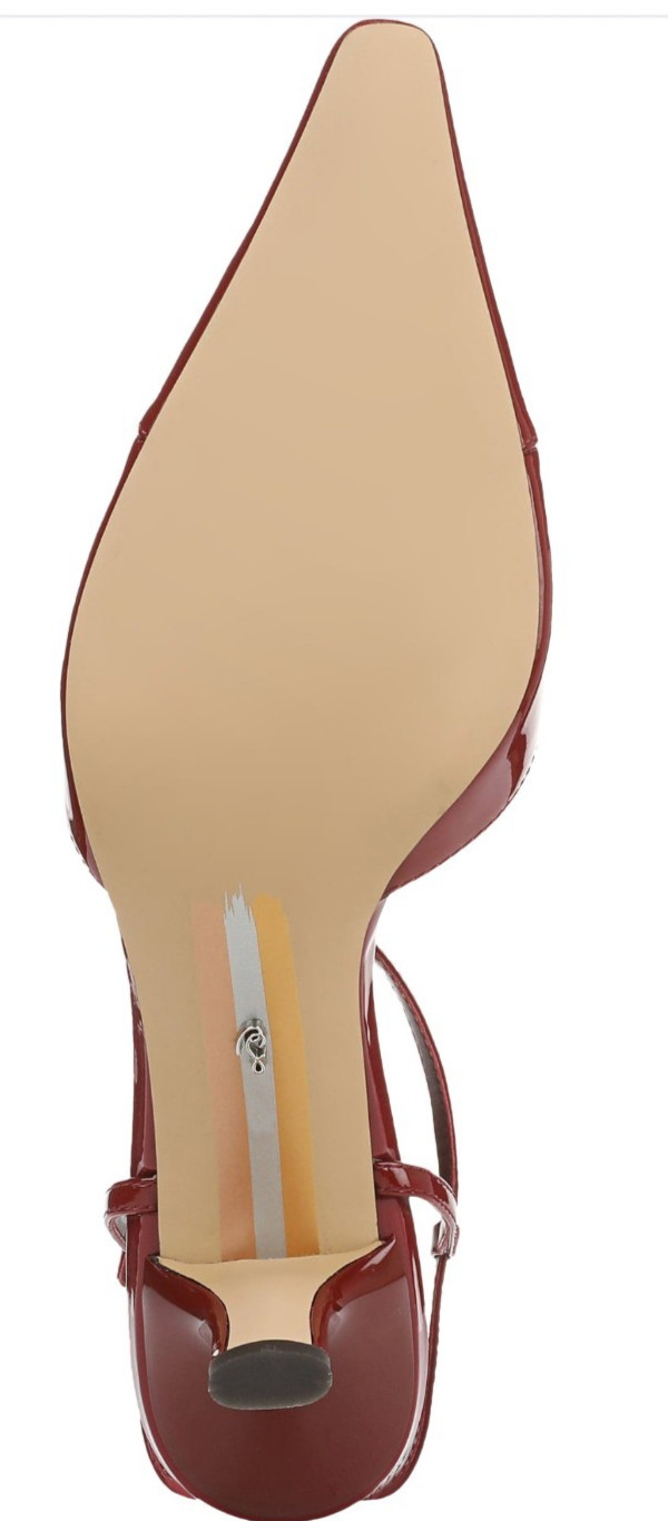 Sam Edelman Patent Leather Red Strappy Kitten Heels Pointed Toe Buckle