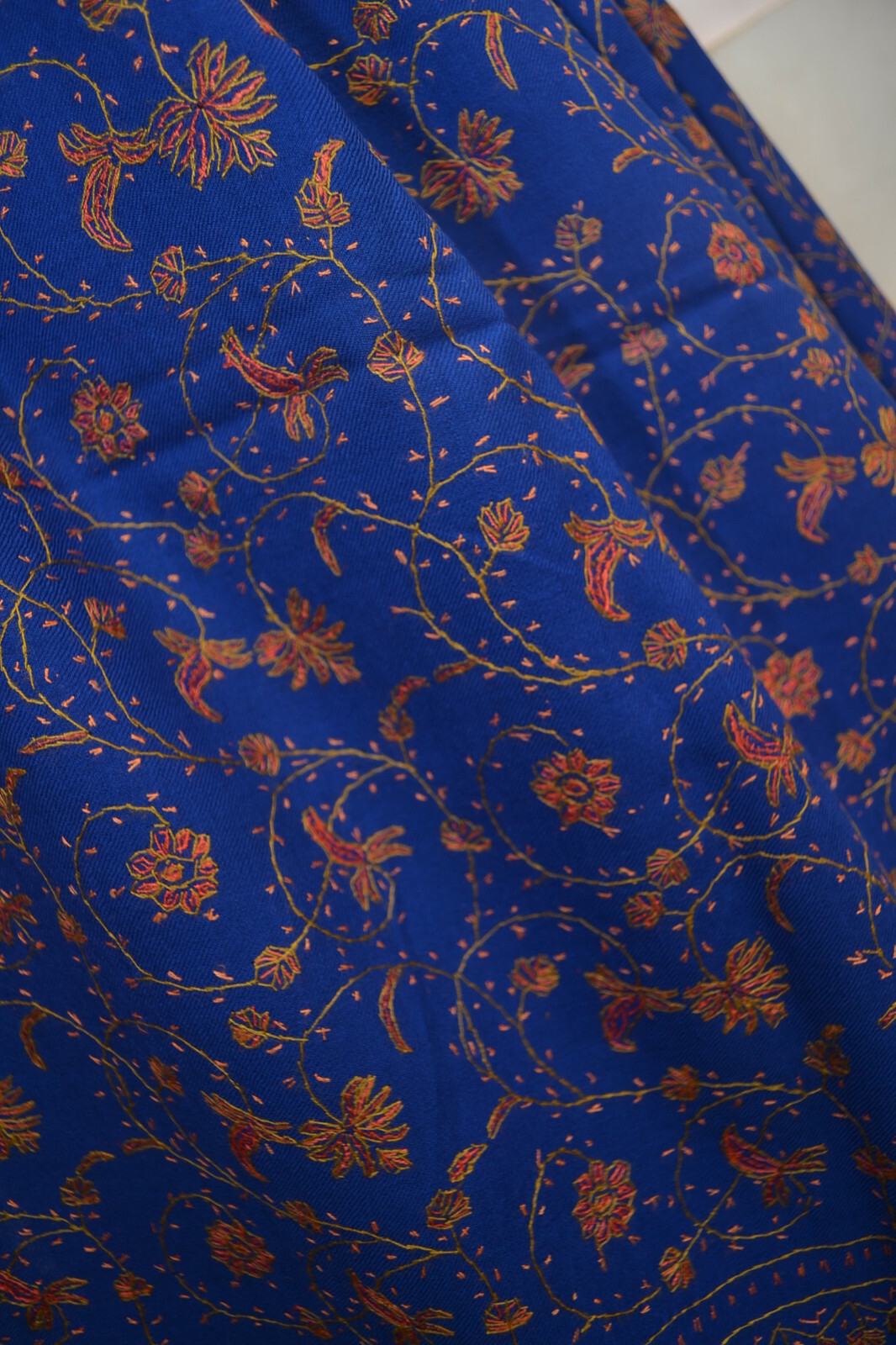 100% CASHMERE ROYAL BLUE PASHMINA KASHMIRI EMBROIDERY JAAL SHAWL – 16 DESIGNS