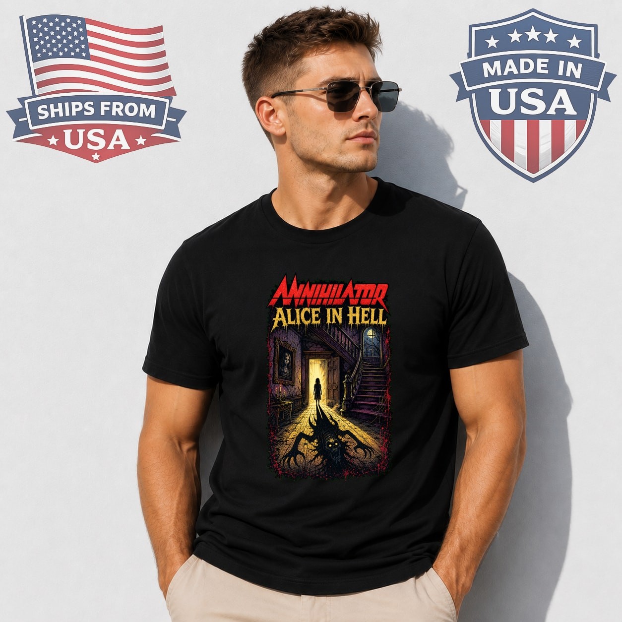 Alice In Hell Haunted House Graphic T-Shirt