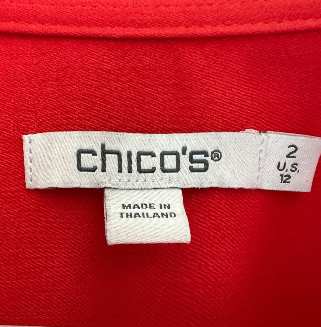 Chico’s No-Iron Stretch Button-Down Shirt Orange Size 2 Large US 12