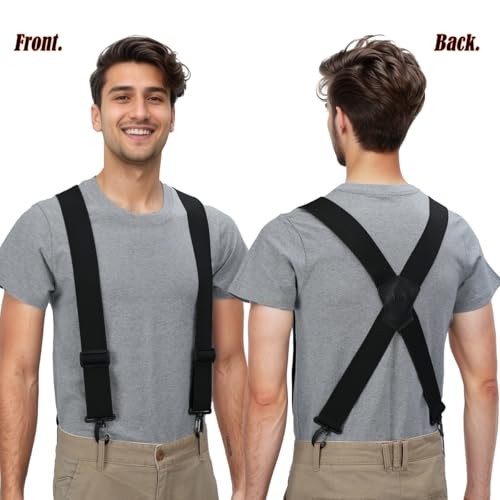 UltraLight Grip Suspenders, 2-Inch Wide Elastic Suspenders for Pants, Mens
