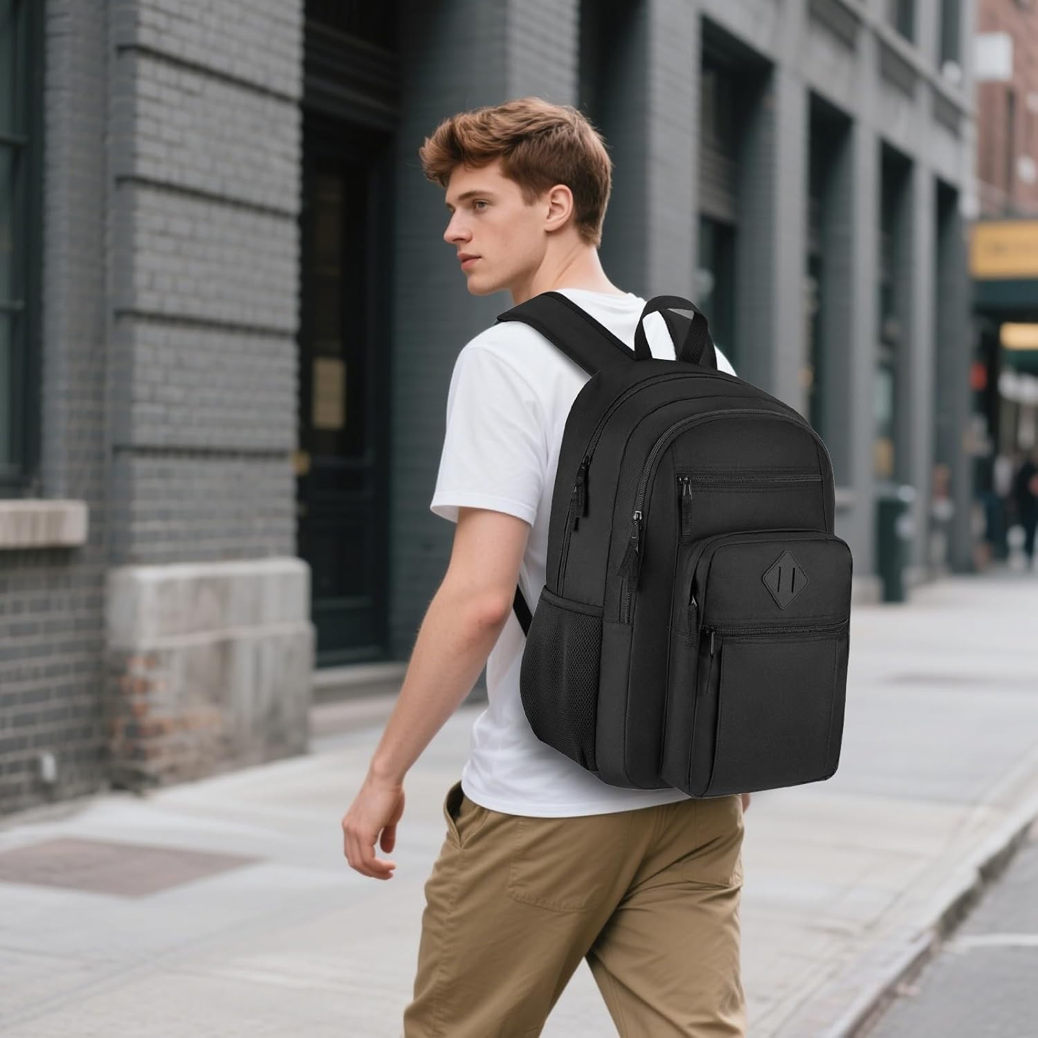 Unisex Black Backpack for School, Lightweight Boys Girls Fits 15.6 inch Notebook