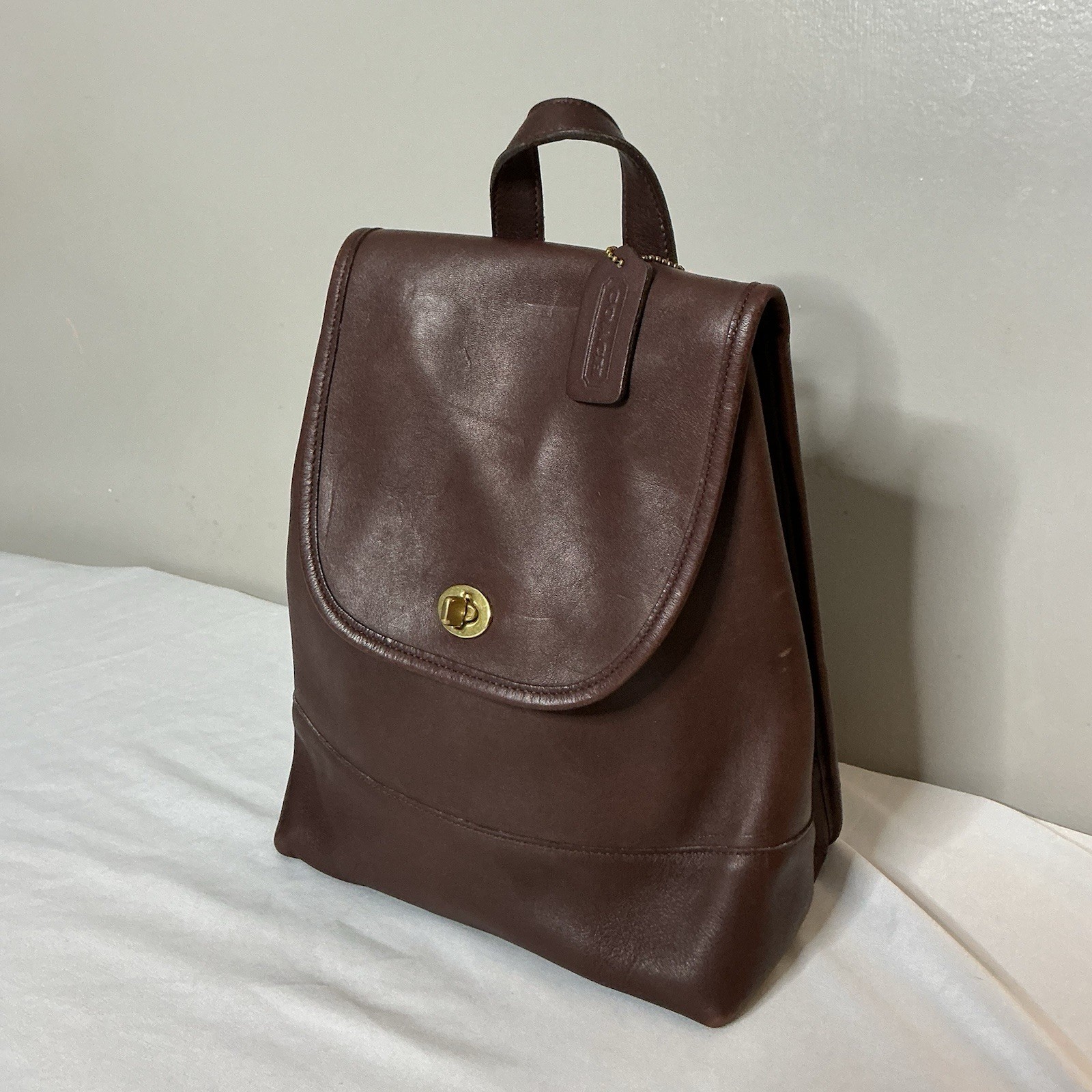 Vtg Coach Daypack 90’s Brown Leather 9791 Turn Lock