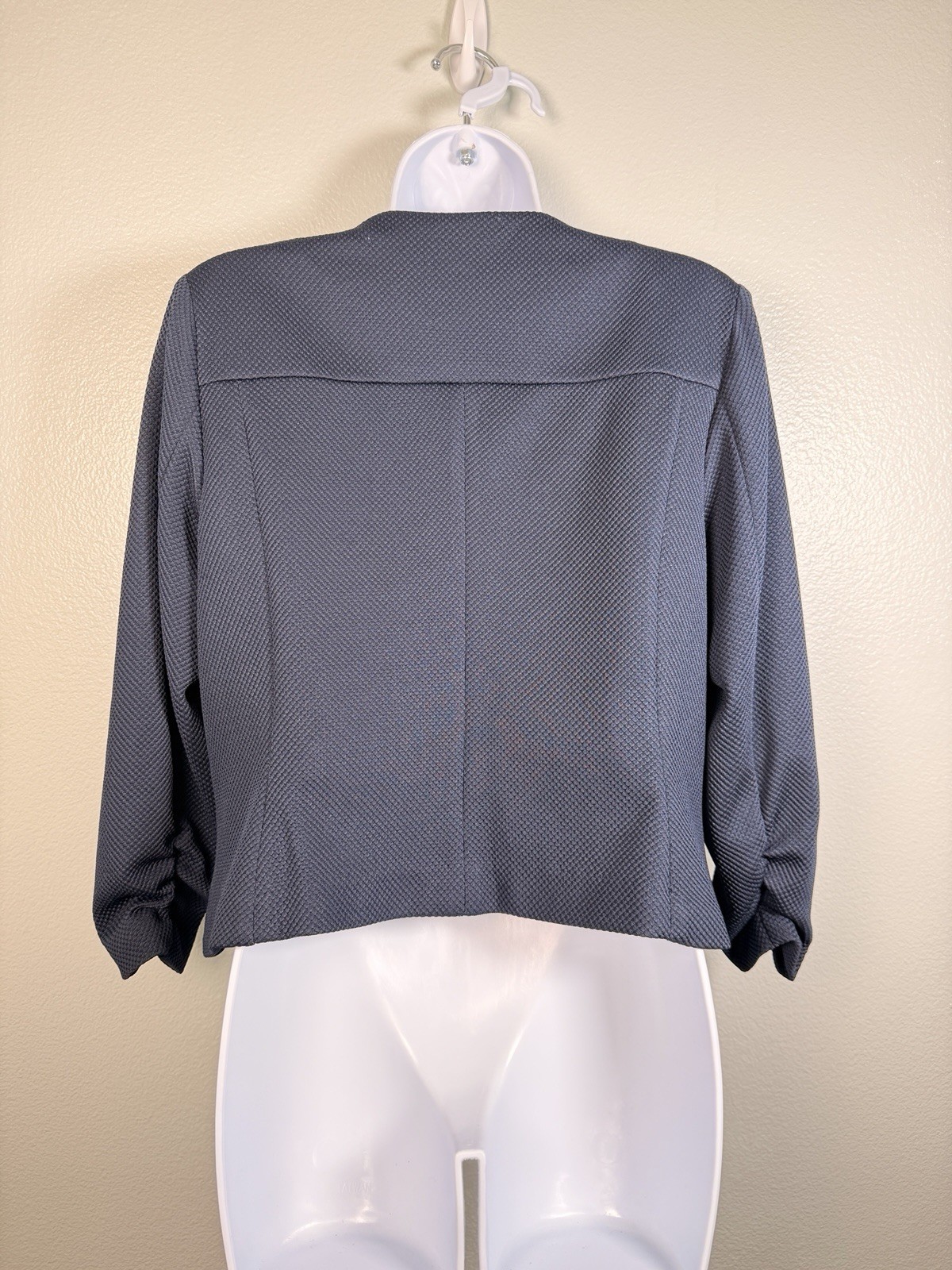 Amanda + Chelsea Womens Ruched 3/4 Sleeve Pique Blazer Womens LP Collarless