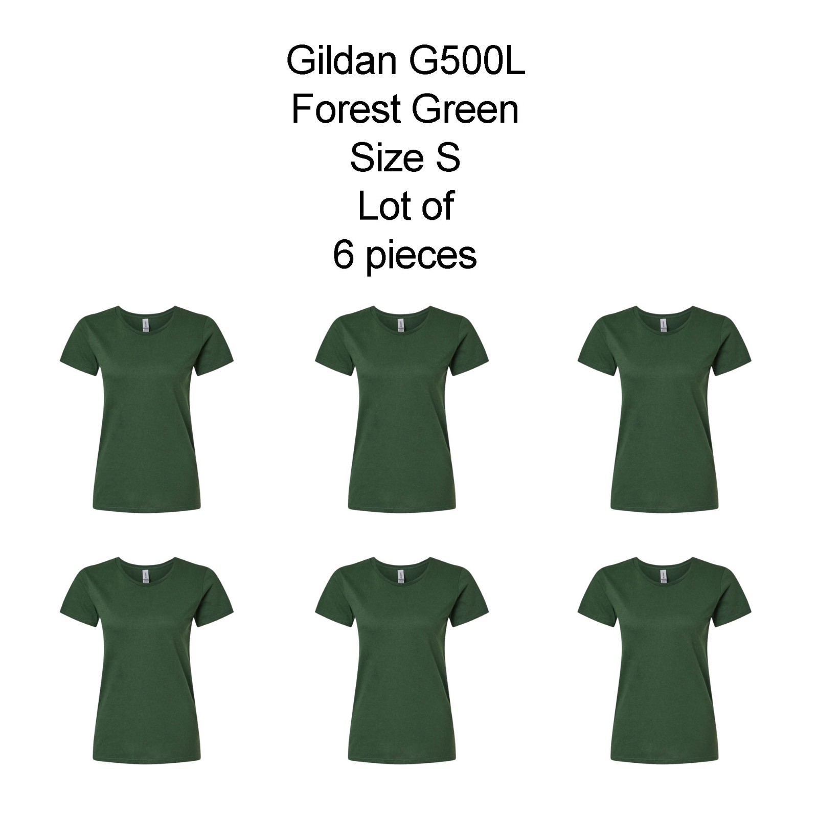 Gildan Lot of 6 G500L G5000L Womens Heavy Cotton 5.3oz TShirt Forest Green Small