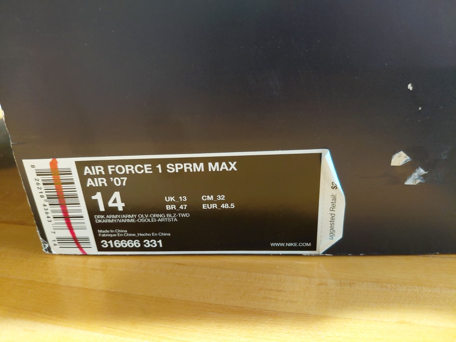 Nike Air Force 1 Supreme Max Air 07 Berlin Size 14