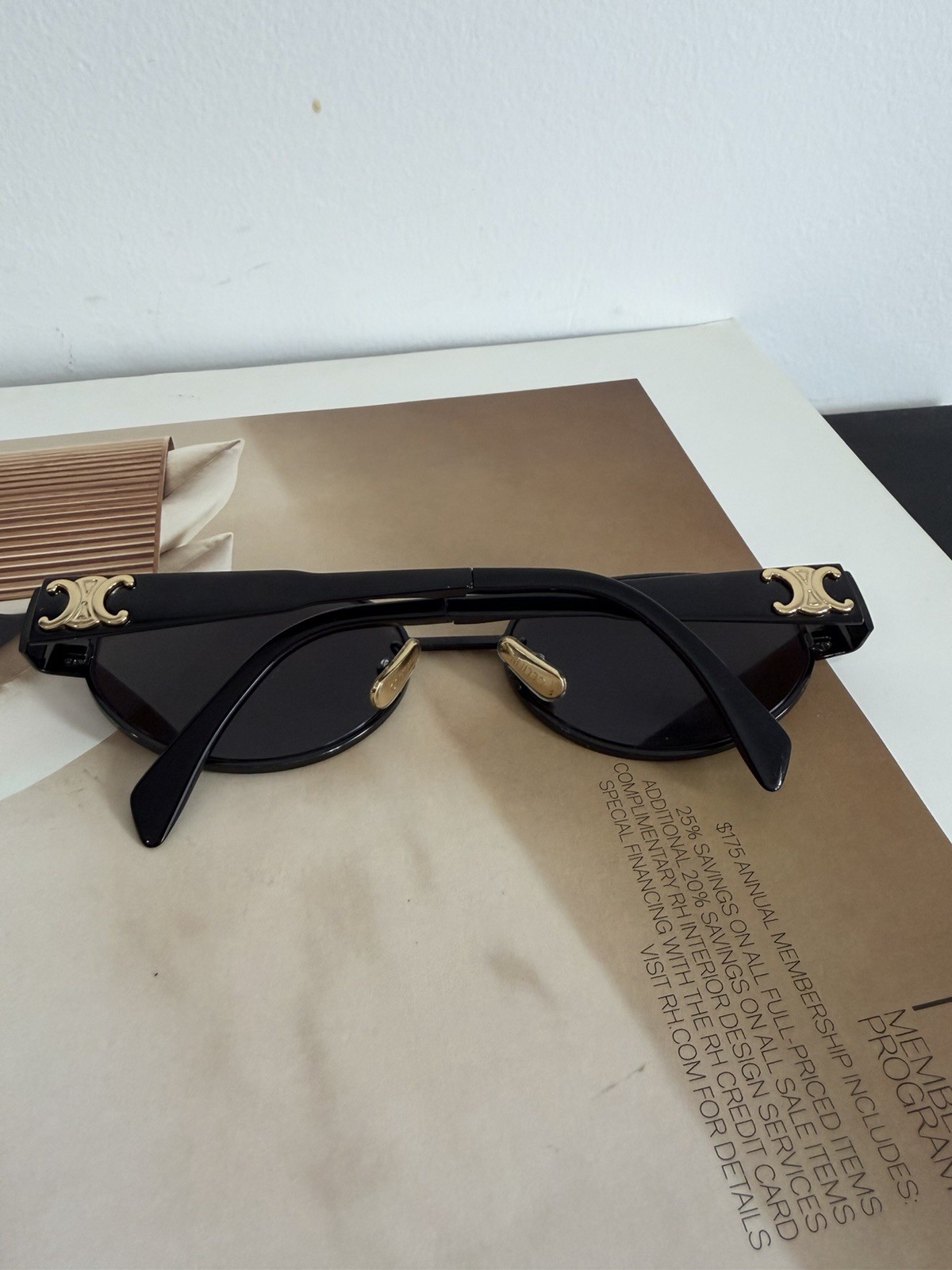 Celine Black And Gold Triomphe Metal 01 Sunglasses Authentic
