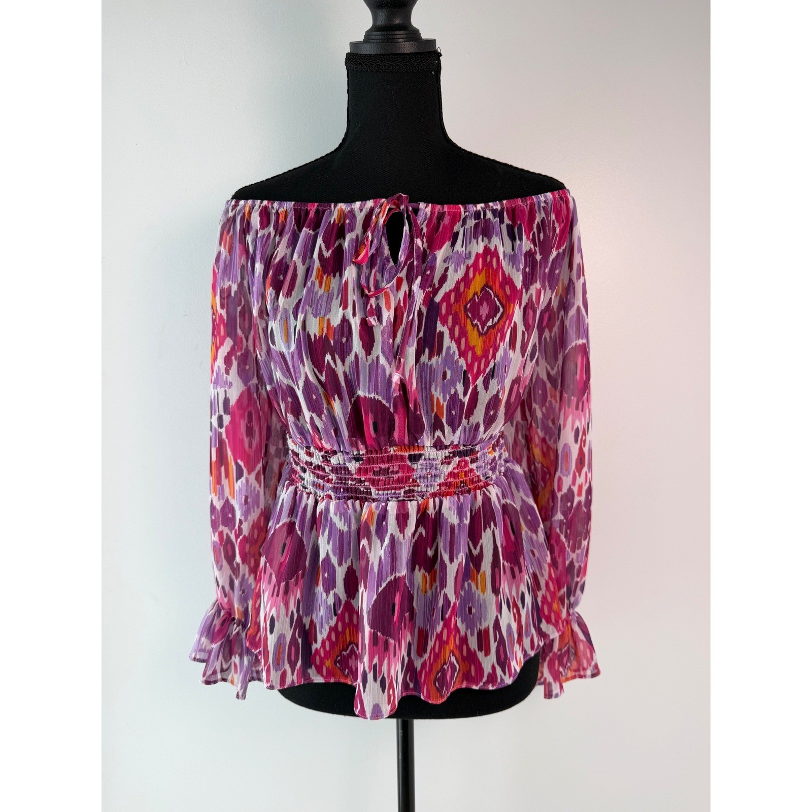 Boho Festival Y2K 2000s Mermaidcore Sheer Off the Shoulder Blouse Peplum 10
