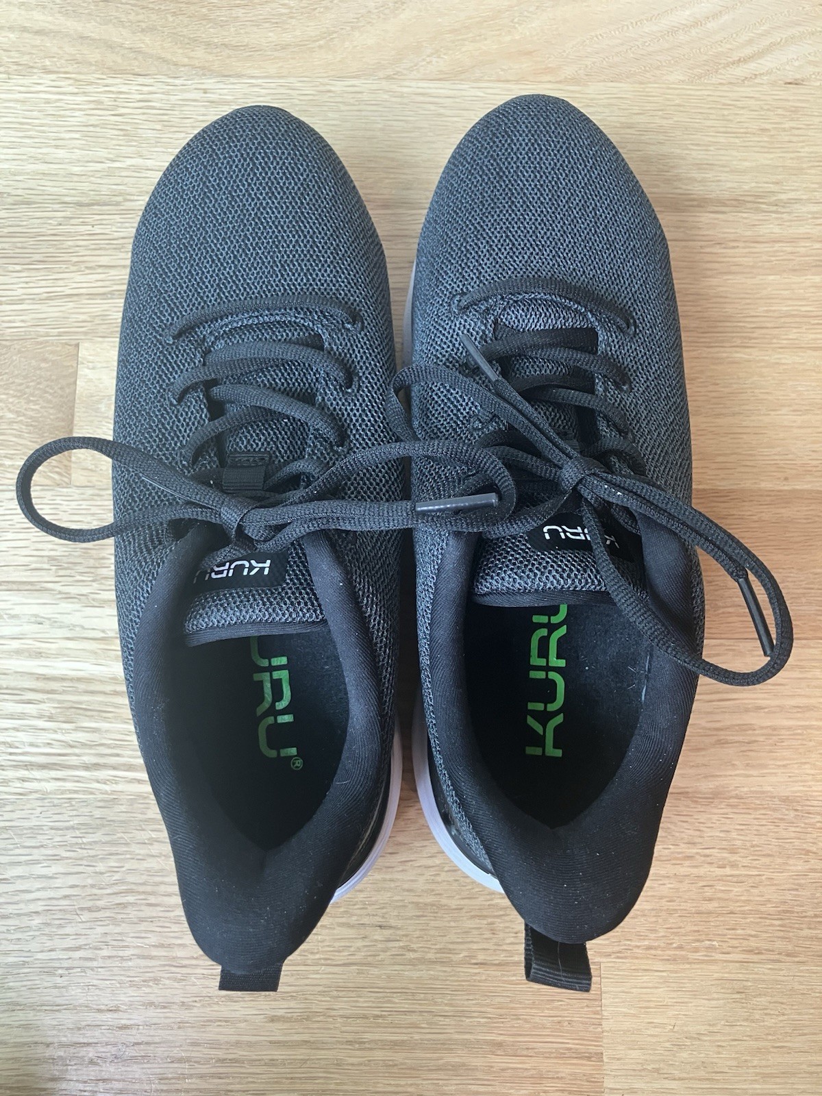 Kuru Flex Via Women’s 8 Wide Sneaker Jet Black White Mesh Lace Up Shoe Running