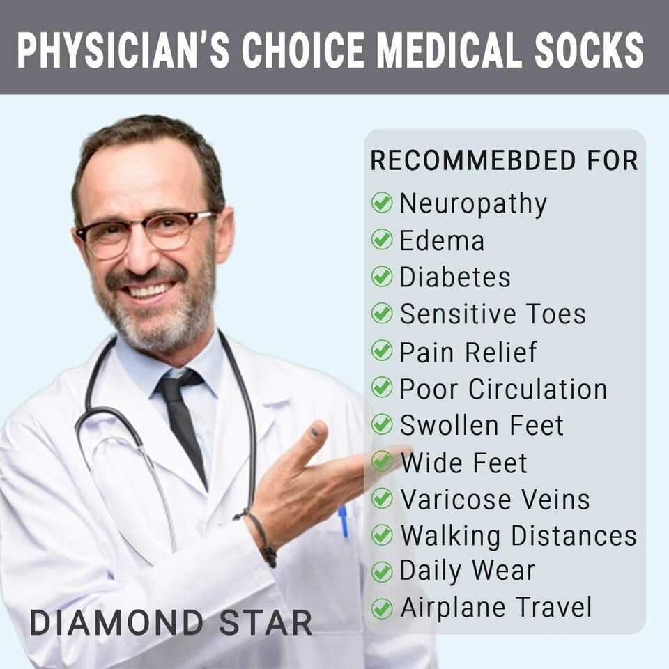 6 Pairs Diabetic Ankle Quarter Crew Socks Health Cotton Men Women Circulatory
