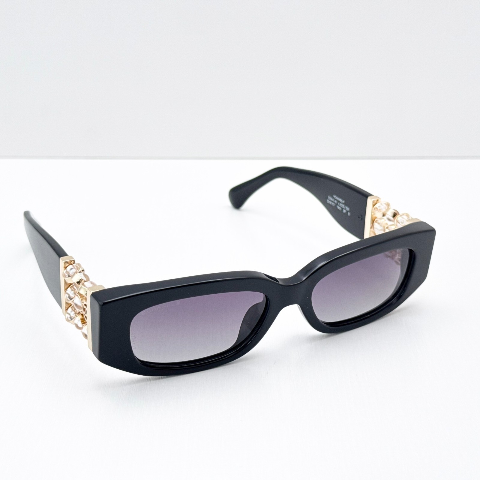 Chanel CH5544-A Sunglasses Black Frame Gray Lens Rotating Beads