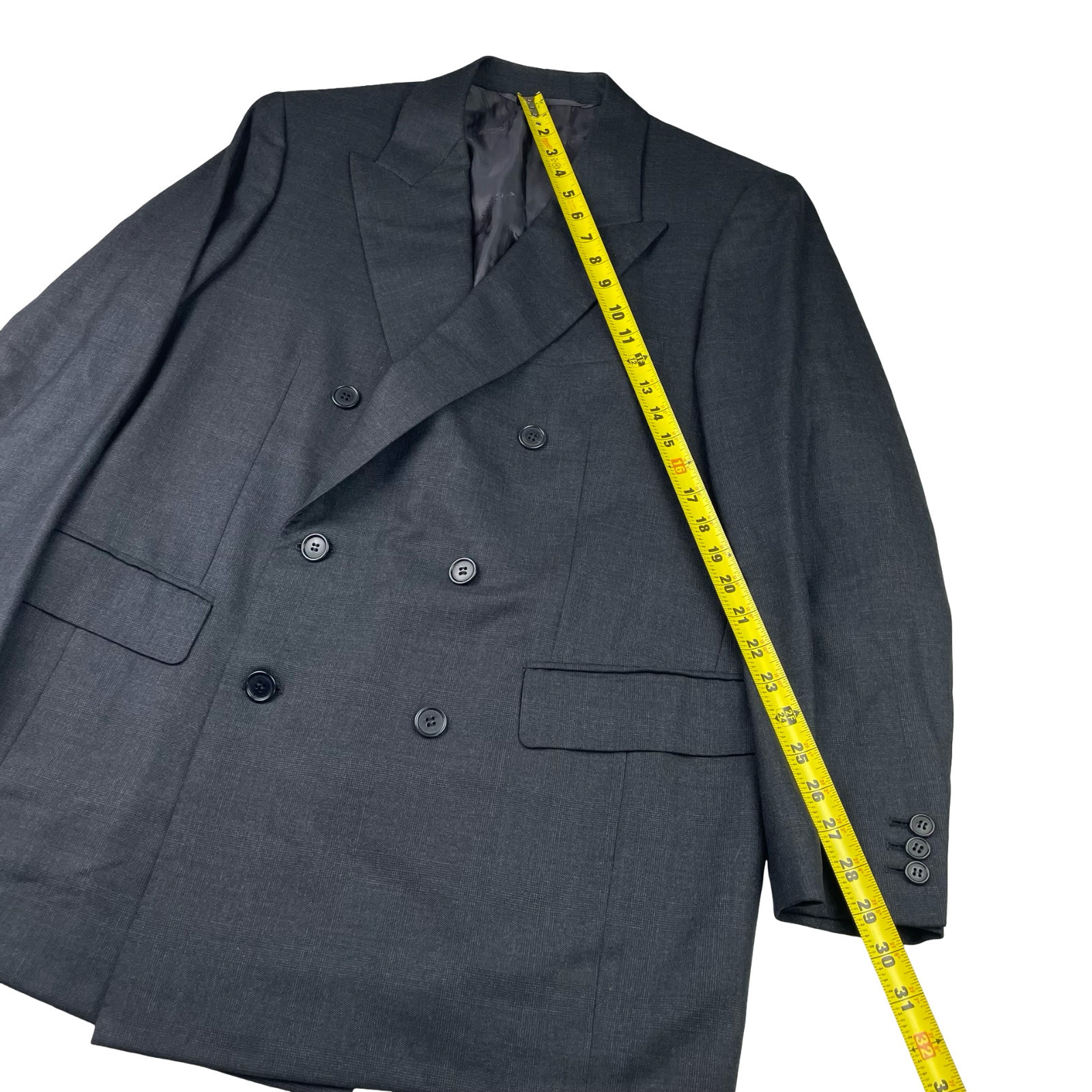 Ermenegildo Zegna Men’s Bespoke Double Breasted Suit Gray Plaid • 42S | 38×30