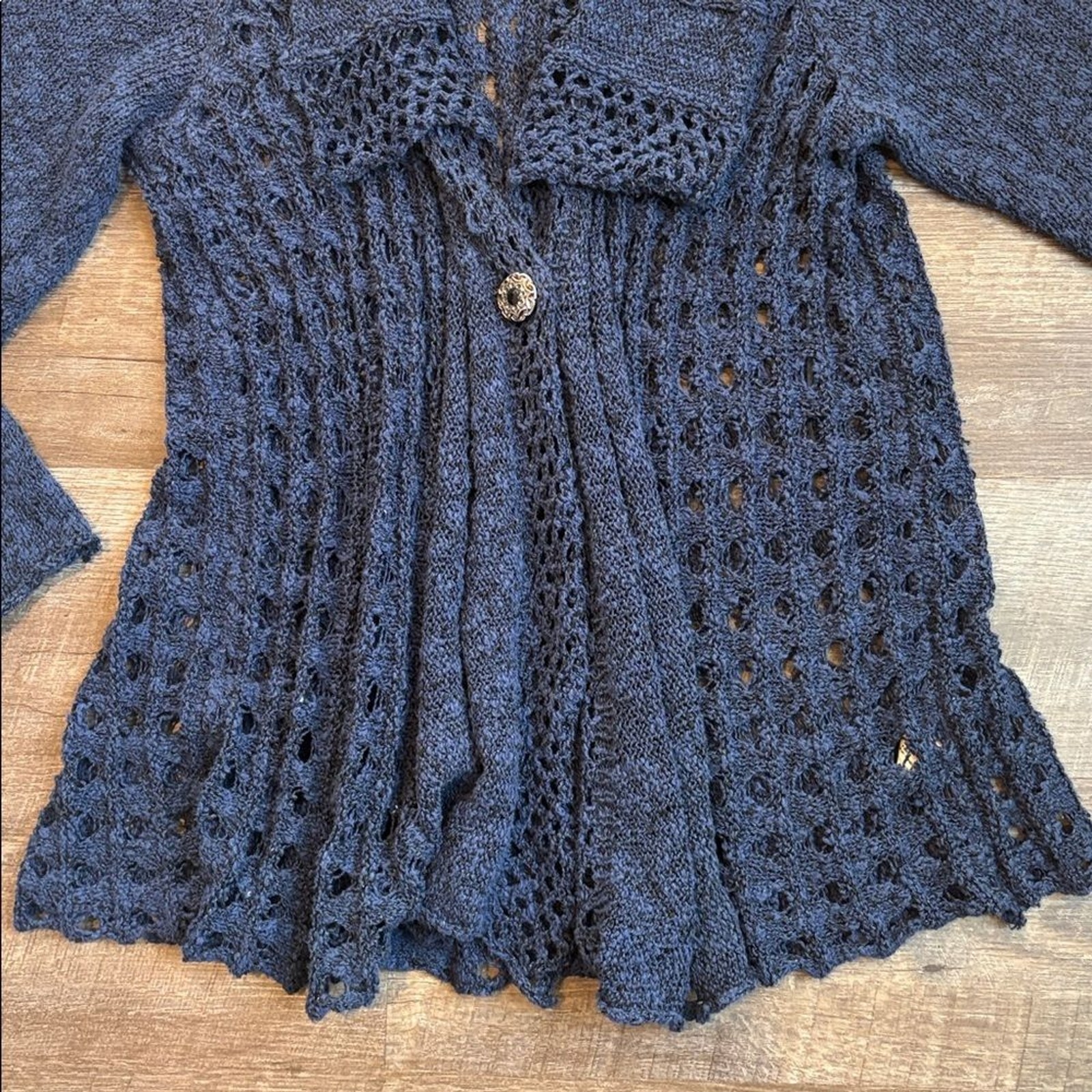 Soft Surroundings Teresa Crochet Cardigan Women’s 2X Deep Blue