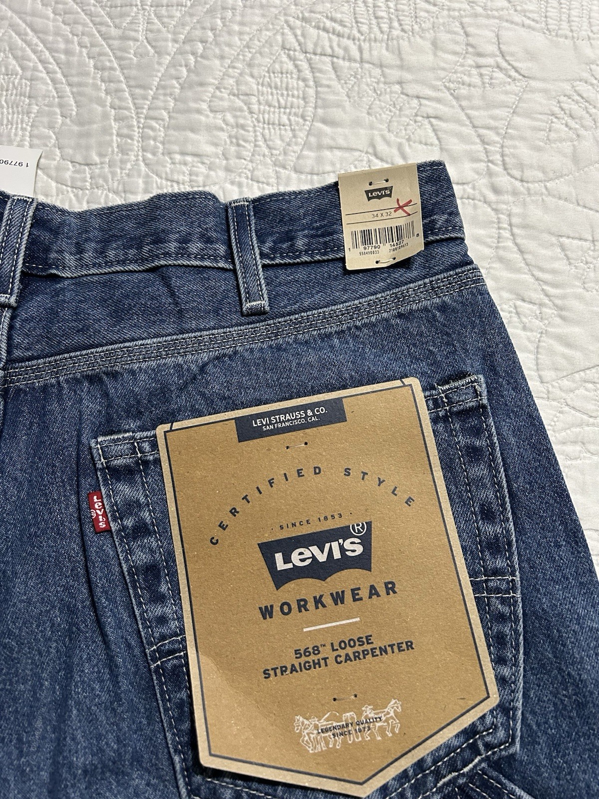 Levi’s Mens 568 Loose Straight Carpenter Jeans 55849-0033 Size 34×32 NWT