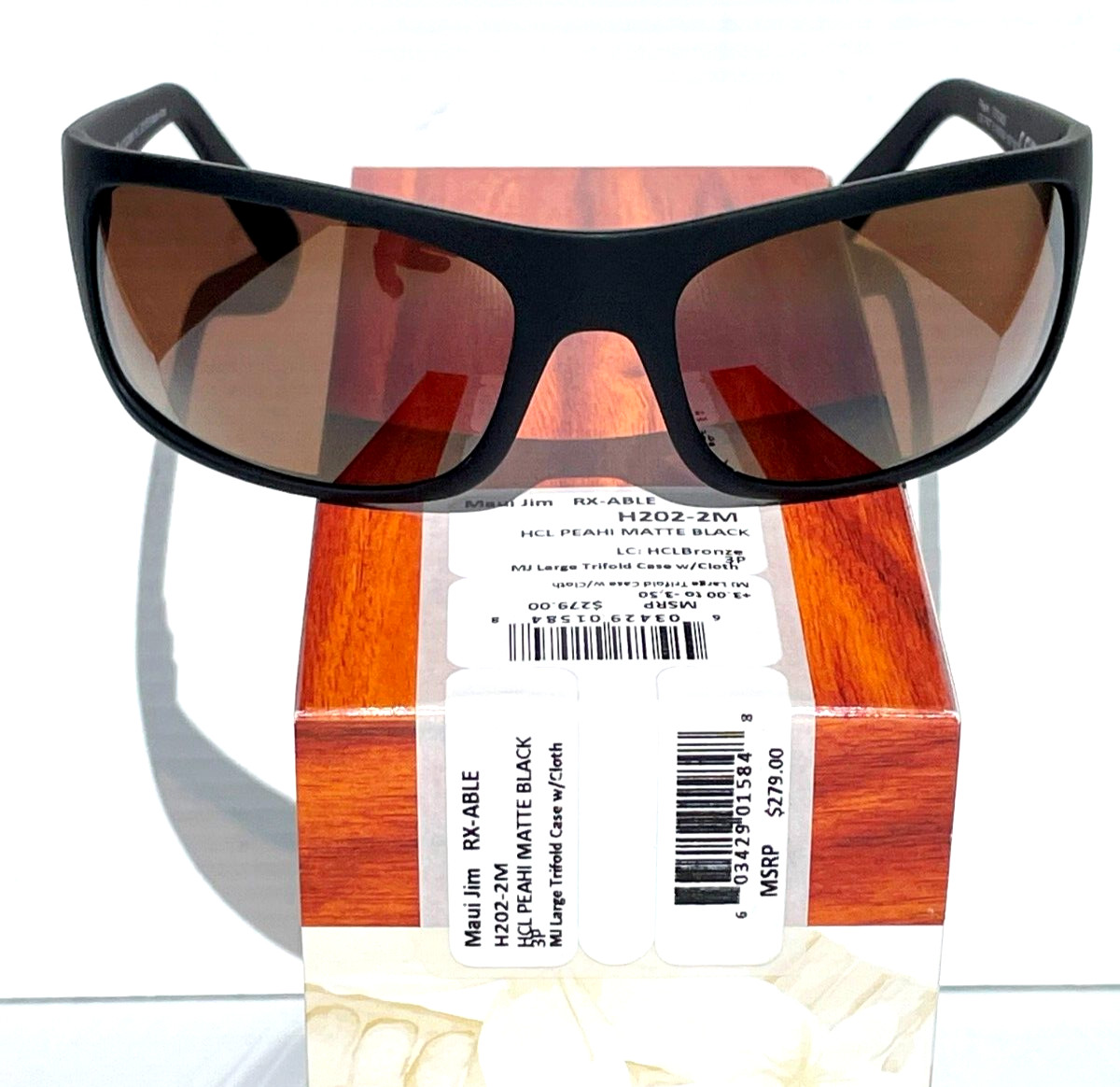 NEW Maui Jim PEAHI Matte Black Rubber POLARIZED Bronze GLASS Sunglass H202-2M