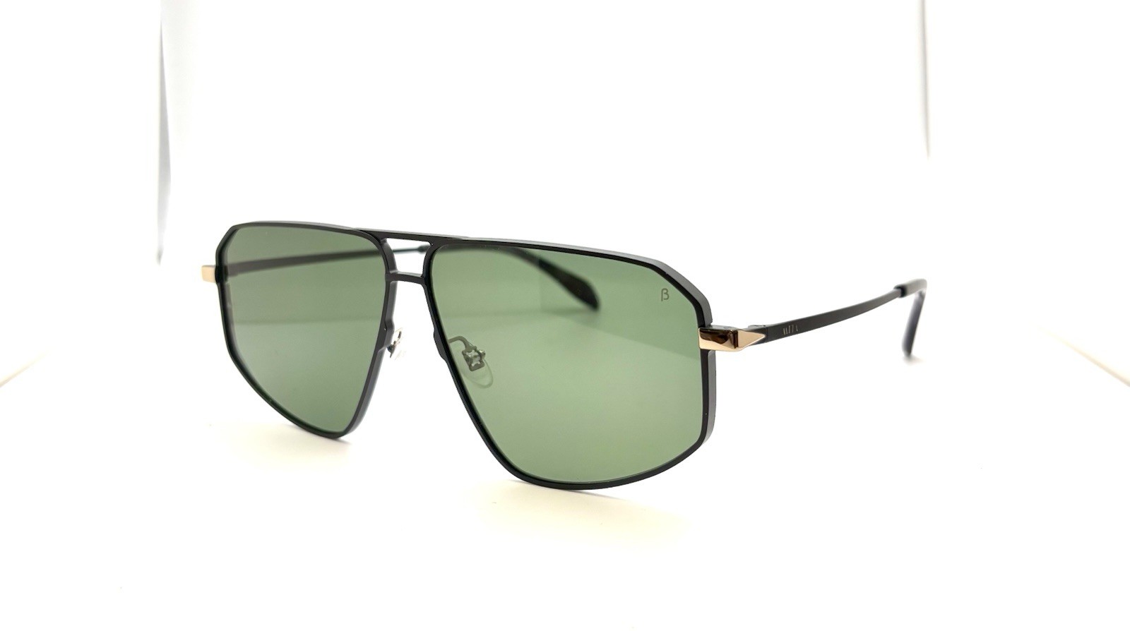 Mita Sunglasses Milano In Black Recycled Aluminum & Plastic Geometric Aviator
