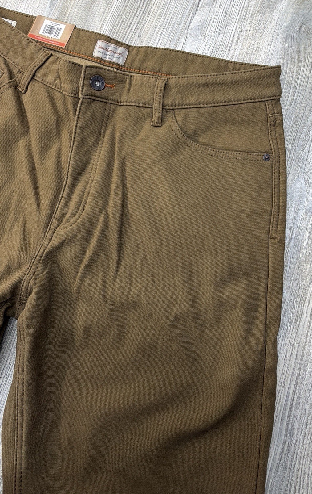 Weatherproof Vintage Sz 38×30 Fleece Lined Stretch Canvas Pant Regular Fit Brown