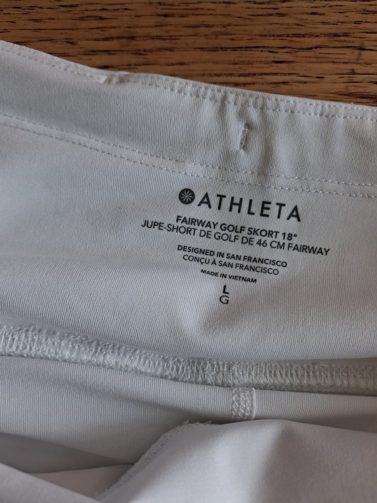 NWT Athleta Fairway Golf Skort 18” Built-in Shorts White Womens Sz L