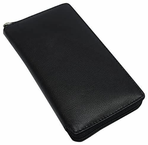 RFID Blocking Genuine Leather Long Bifold Zipper Checkbook Cover Wallet