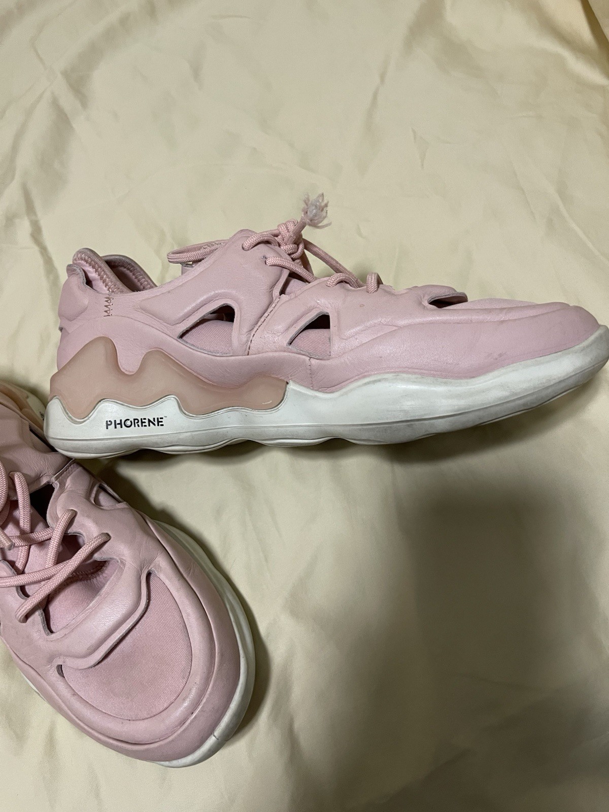 ECCO Pink/White Low Top Lace-Up Athletic Sneakers Unisex Adults Pre-Owned Ex