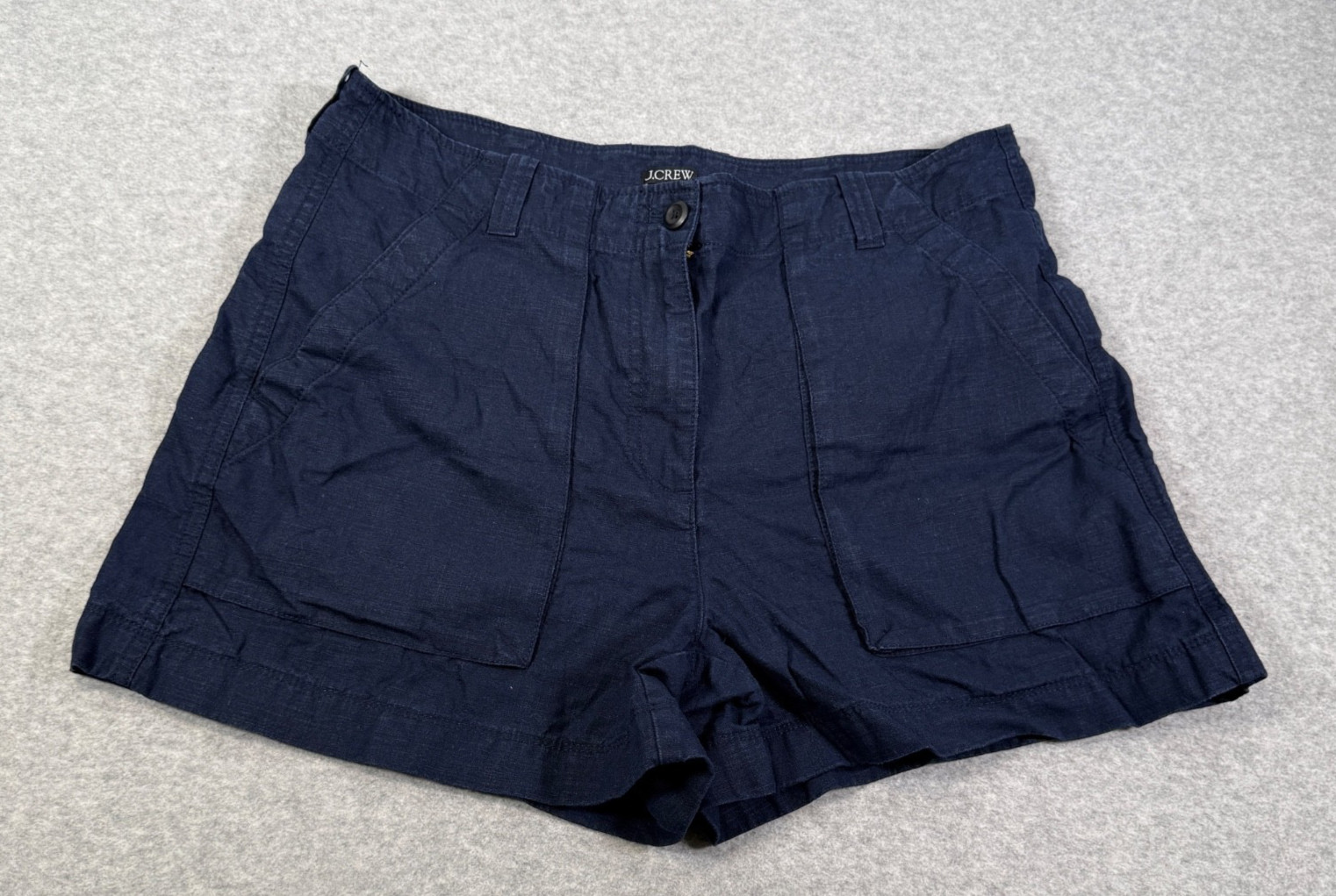 J.Crew Navy Blue Linen Blend Utility Shorts BY298 SP24 Womens Size 12
