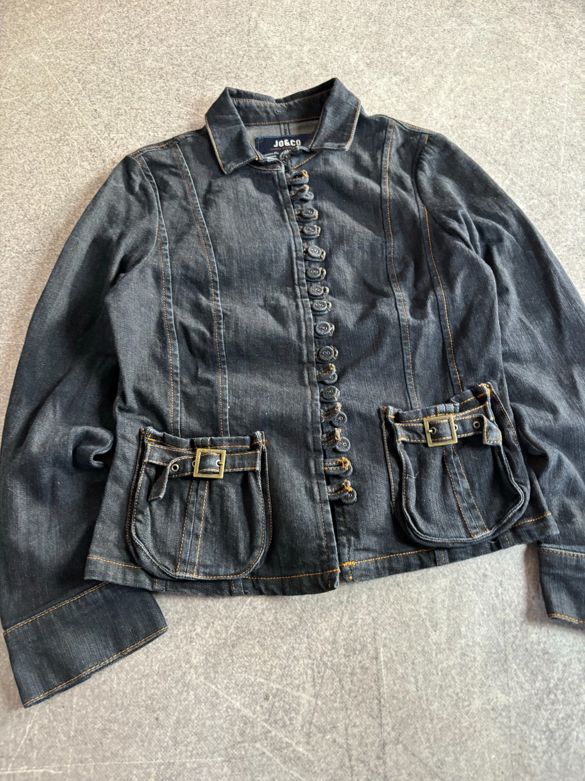 00s Gothic Napoleon Style Military Cotton Cropped Jacket Double Breasted Button