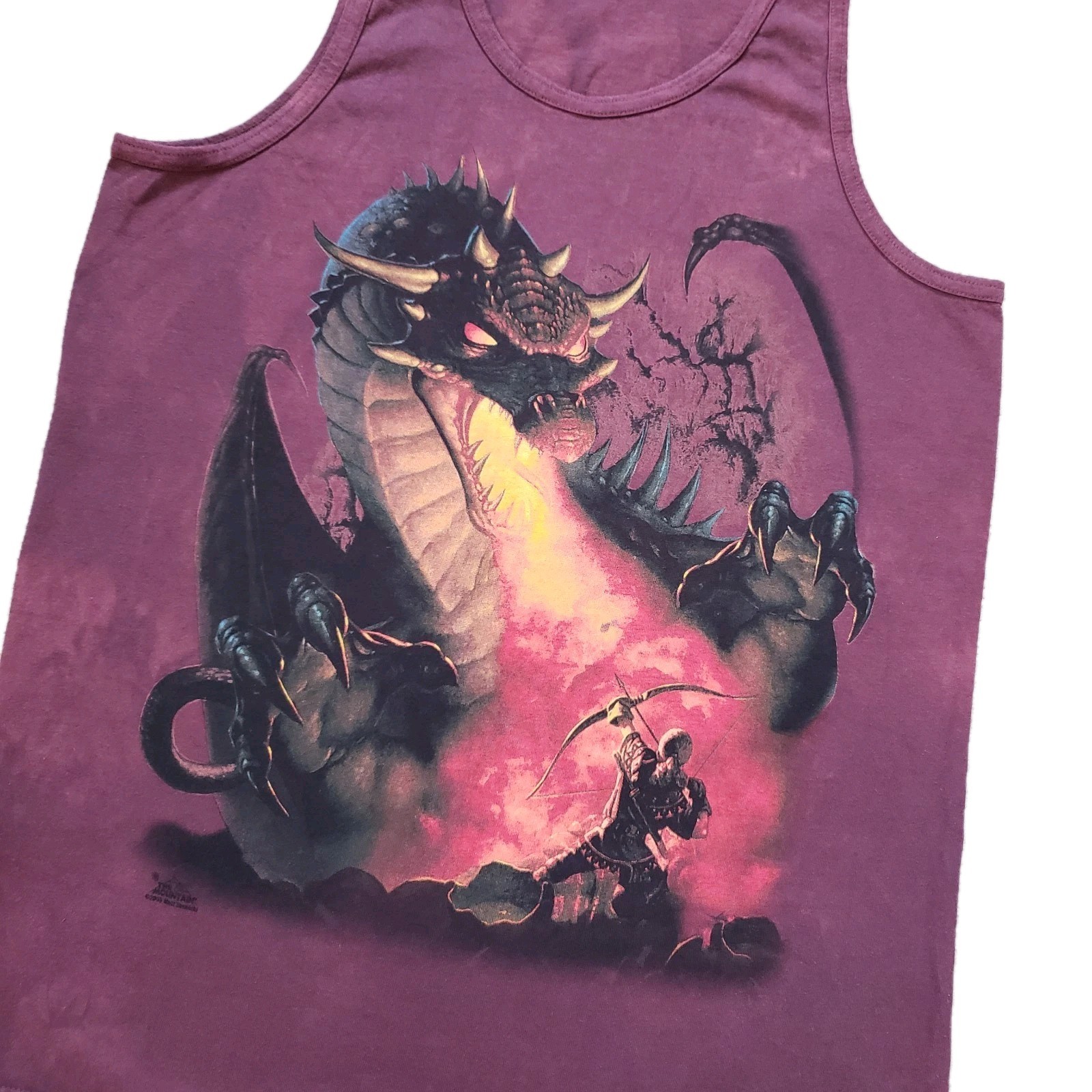 Vintage Y2K The Mountain Dragon Battle Sz Medium Mens Deep Red Tank Top 2005
