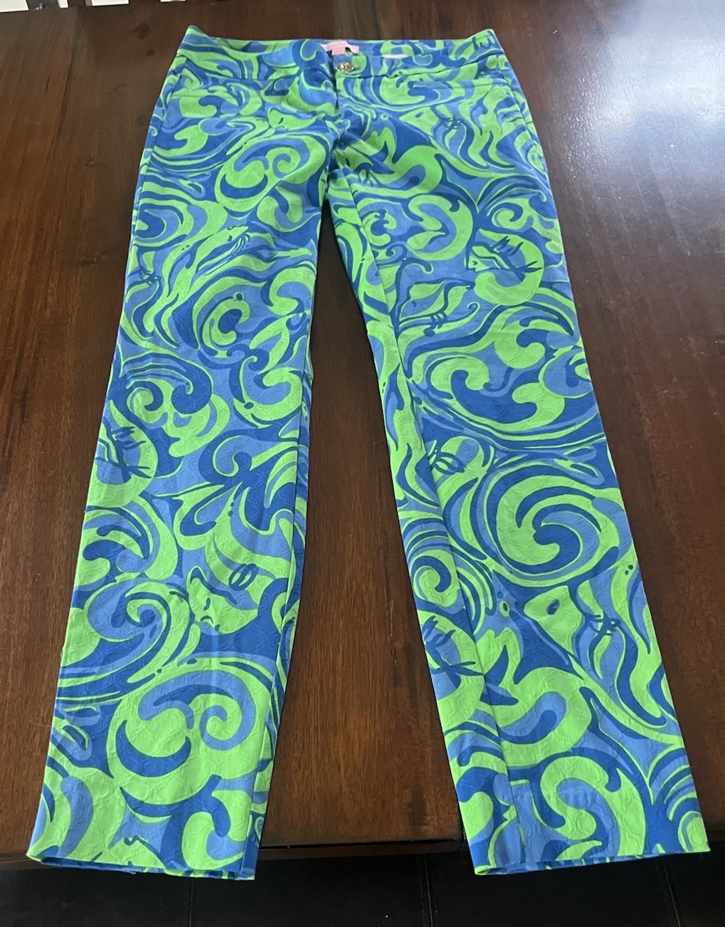 Lilly Pulitzer Kelly Ankle Pant Canopy Green I’m No Angel Swirl Disco Artsy 4
