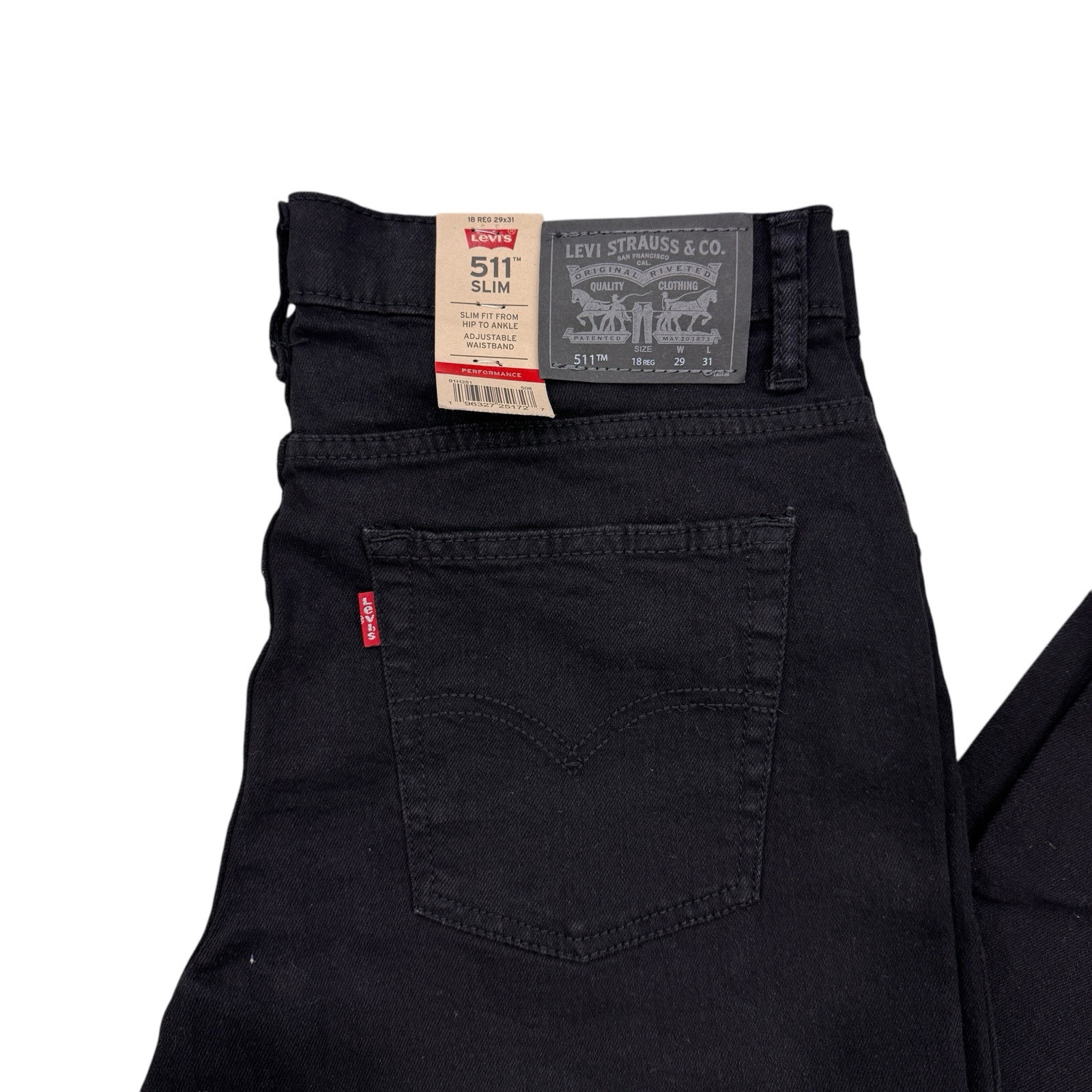 LEVI’s ~ 511 Slim-Fit Performance Black Jeans ~ Boy’s 18 29×31