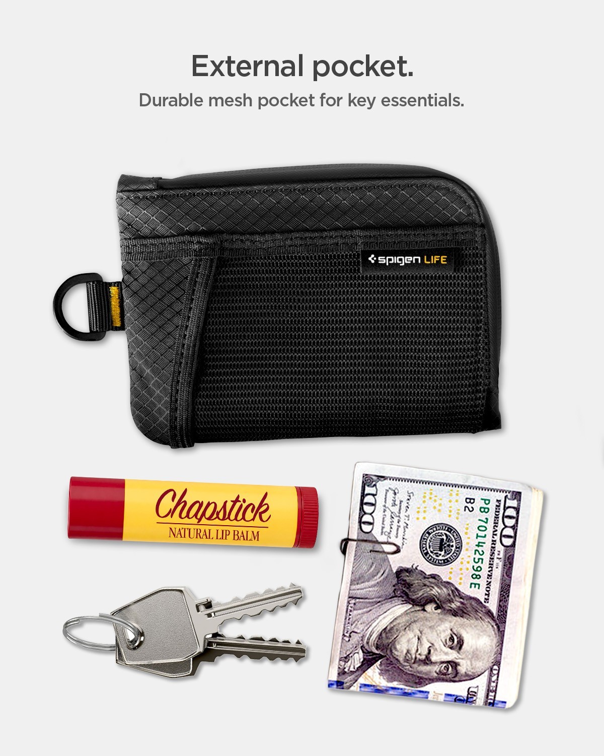 Spigen Life Soft Card Holder RFID Blocking Slim EDC Wallet with Mesh Pocket
