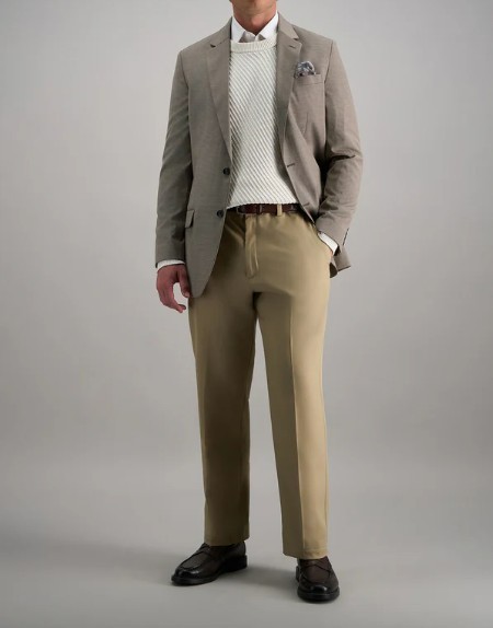 Haggar Pants 42×30 Classic Fit Cool 18 Pro Shirt Gripper Khaki NWT Free Shipping