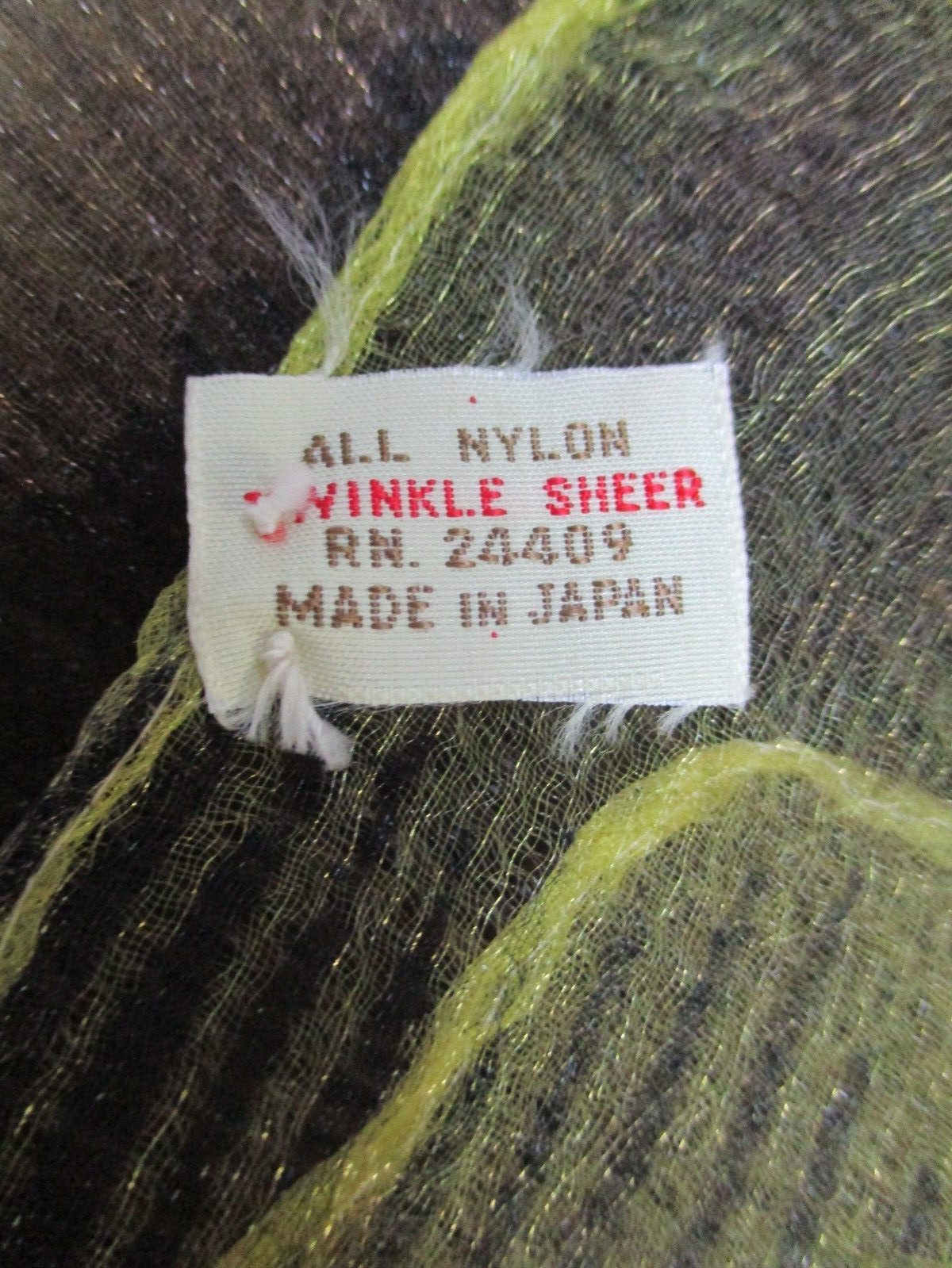 Vintage Ladies Twinkle Sheer Scarf – Black, Brown, Yellow – 25″ x 26″ – Japan