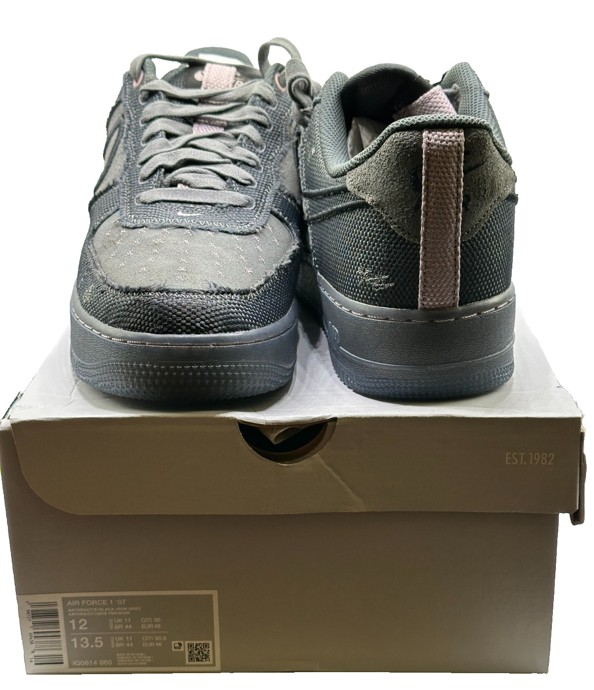 Nike Air Force 1 Low 07 Anthracite Black Iron Grey ~ M 12 / W 13.5 ~ IQ0614 060