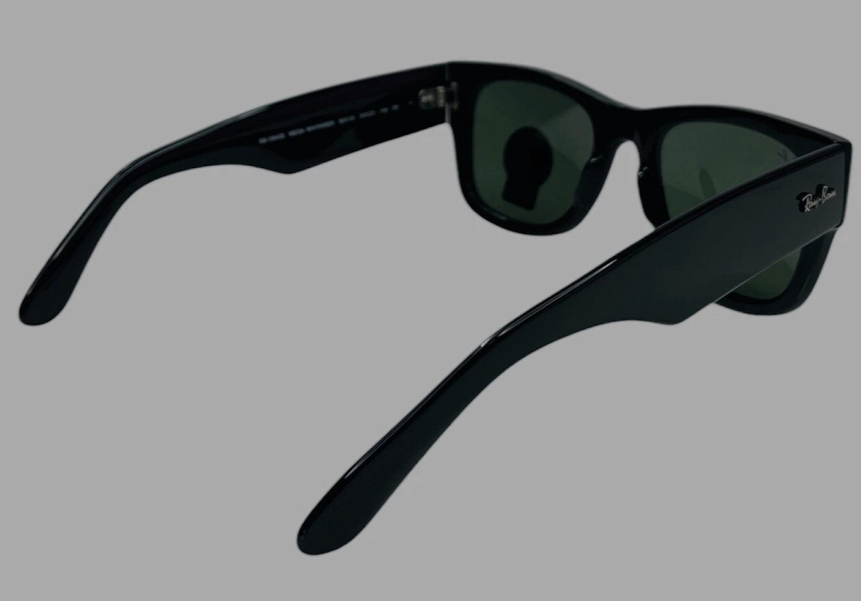 Ray Ban Mega Wayfarer RB0840S 901/31 51 Black w/ Green Sunglasses Rayban 0840S