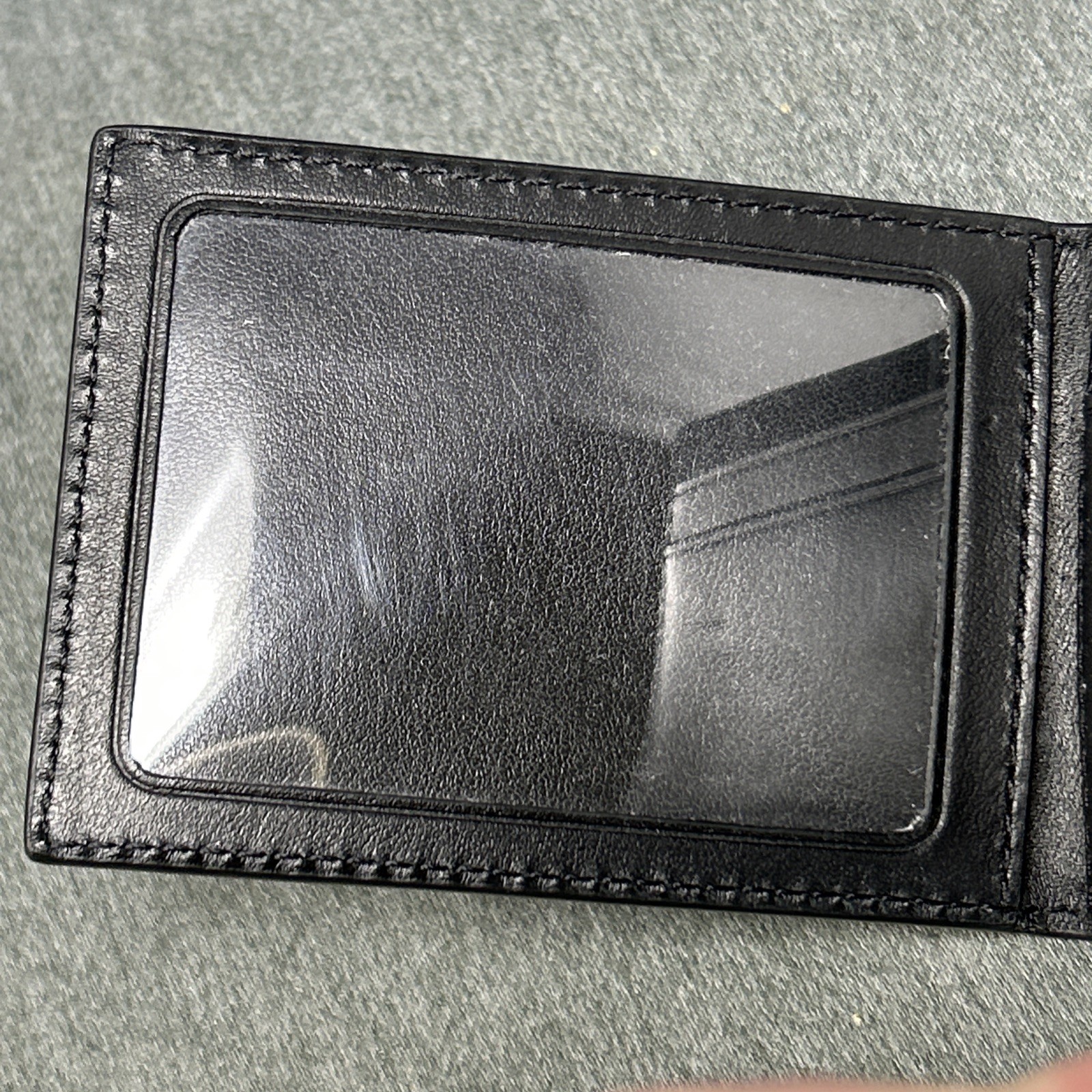 Coach Men’s Compact ID Credit Card Wallet Insert Replacement Black Logo Embossed