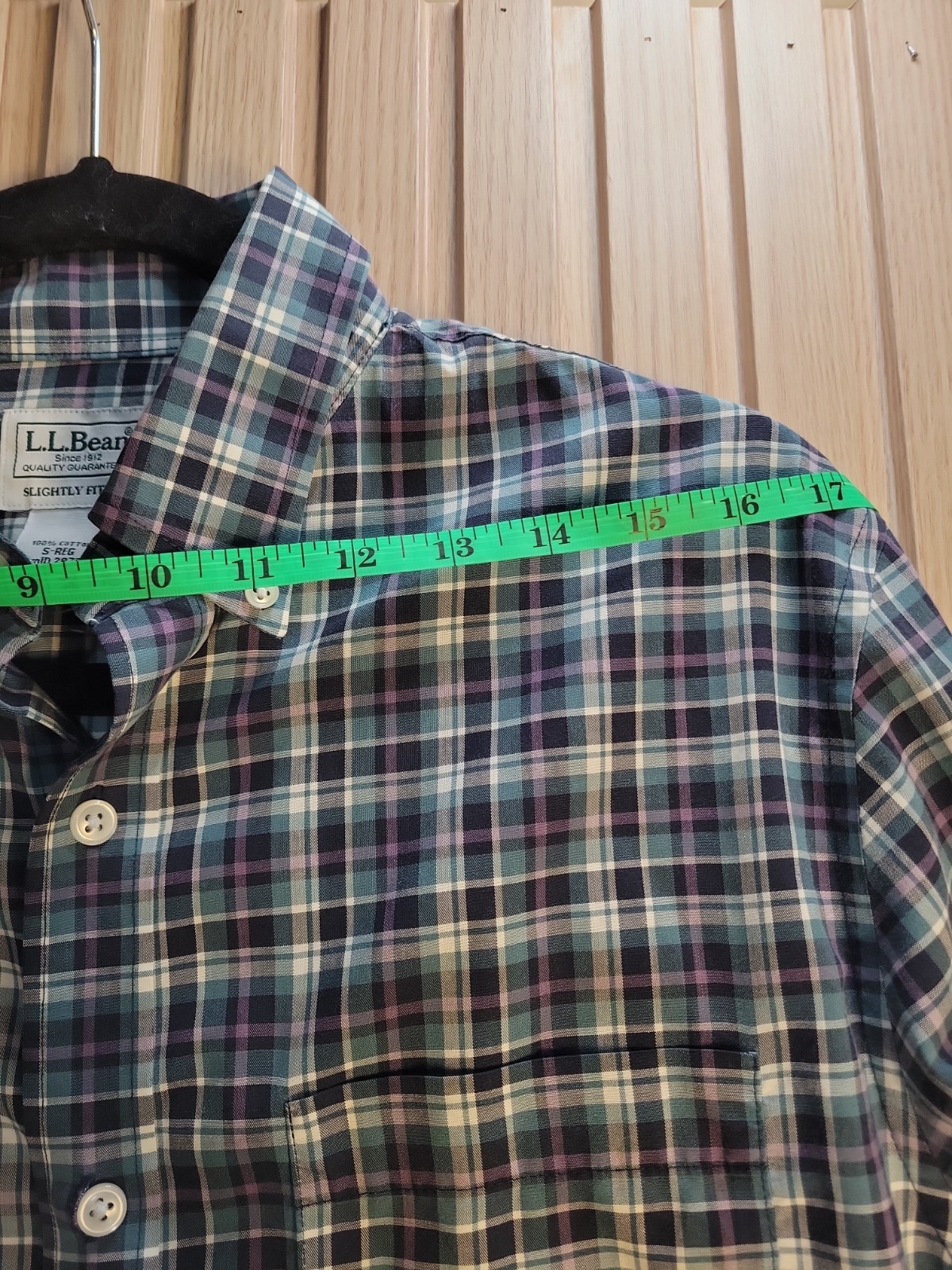LL Bean Slightly Fitted Shirt Men’s Sz S Reg Blue/Black/White/Purple Plaid