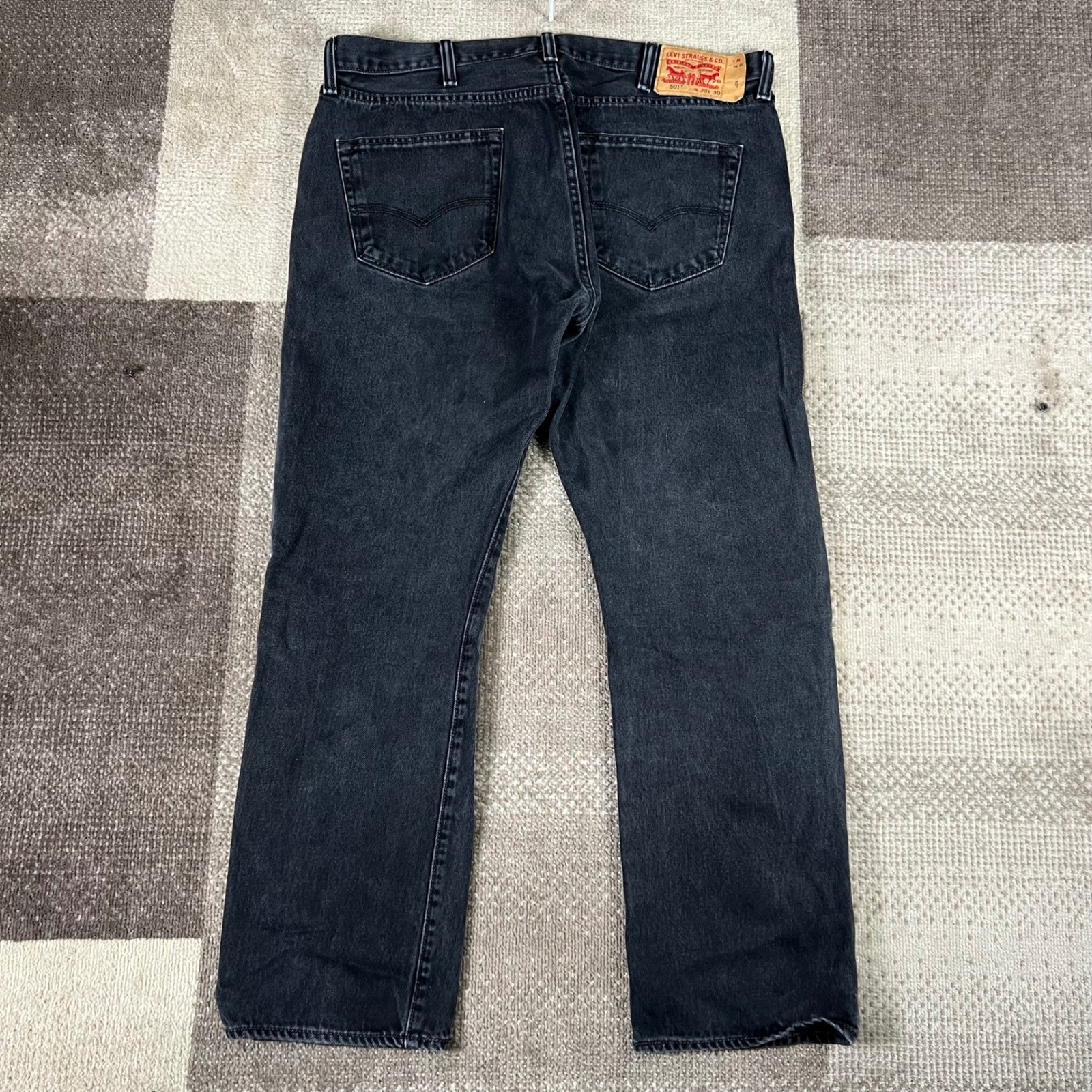 Levi’s 505 Regular Fit Classic Straight Leg Black Denim Jeans Mens 38X30