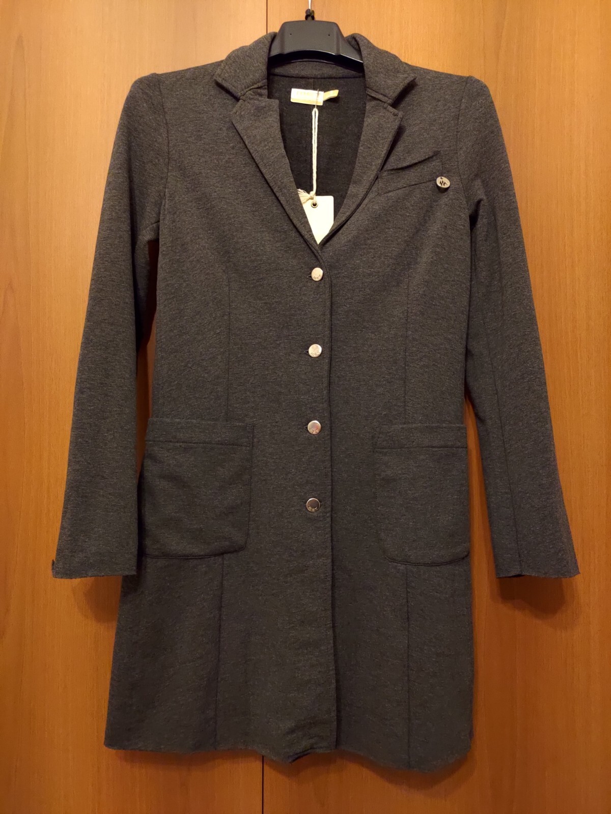 Met Grey Gauze Stretch Sweatshirt Coat