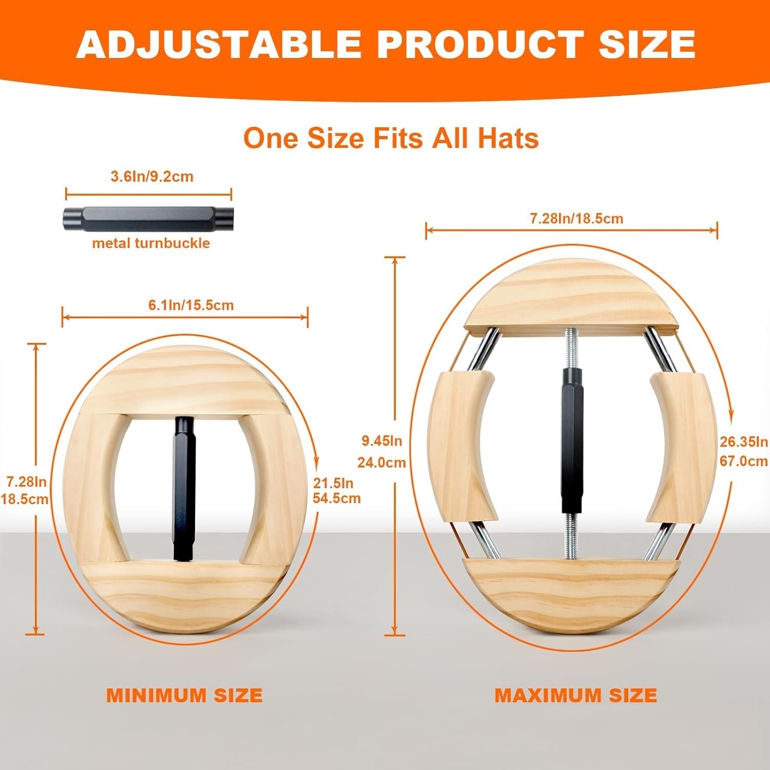 Hat Stretcher 4 Way, Hat Stretcher for Fitted Hats Size 6 7/8 to 8 1/2, Hat Jack