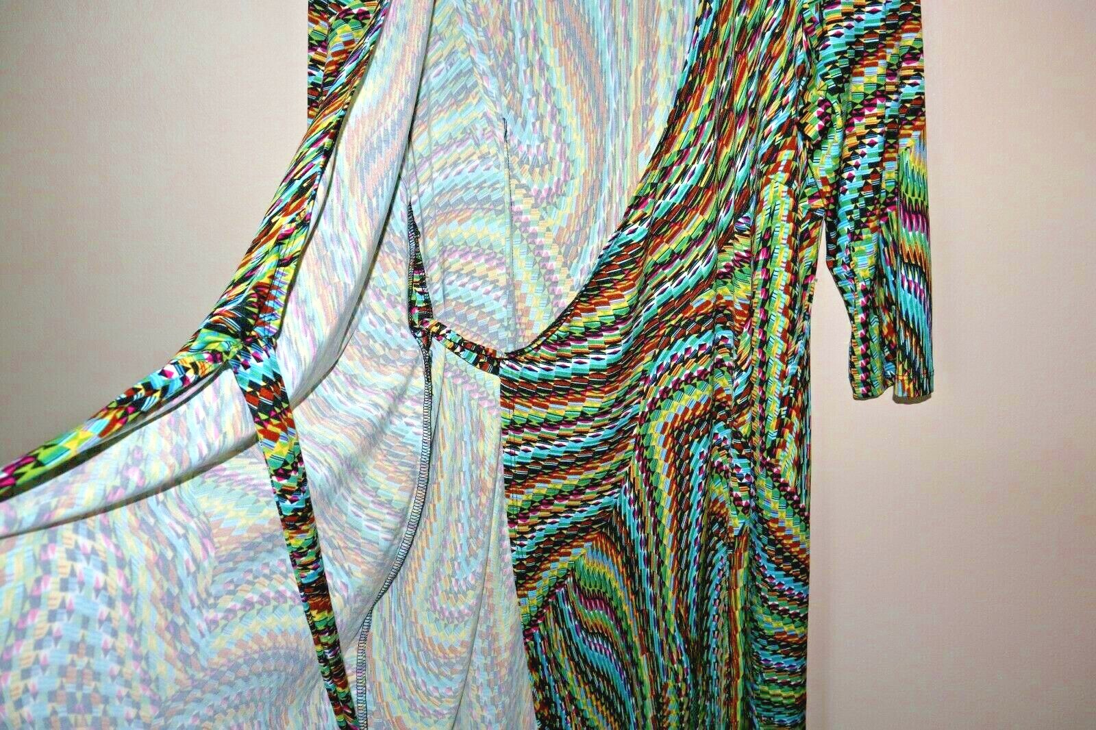 Wrap Around Dress Soho Apparrel LTD Size 6 Multi colored bright geometric design