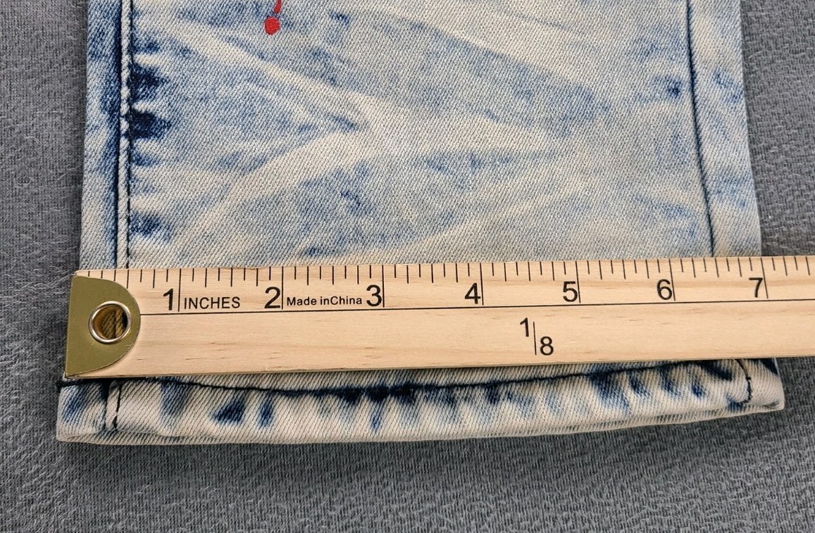 Rue 21 Premium Men’sBlue Design Patch Distressed Jeans Skinny Fit Jean 34×34 NWT