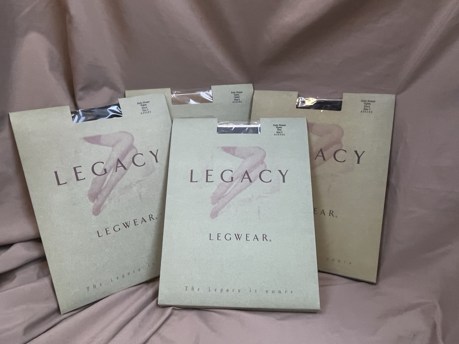 Legacy Legwear Body Shaper Tights Pantyhose 4 Pair Grey Black Camel Size C New