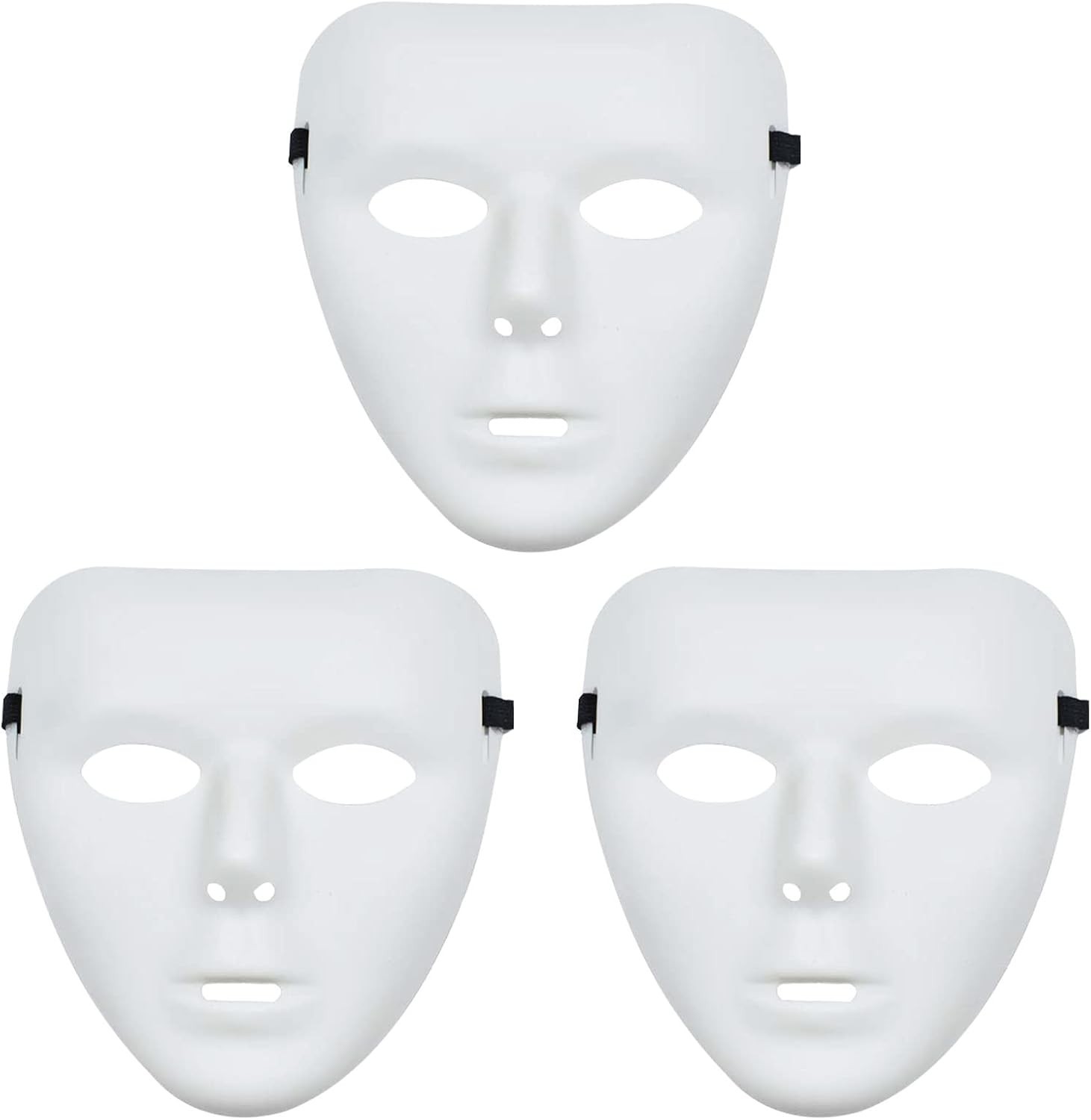 3 Pcs Halloween Mask White Full Face Plastic Costumes Party Masks